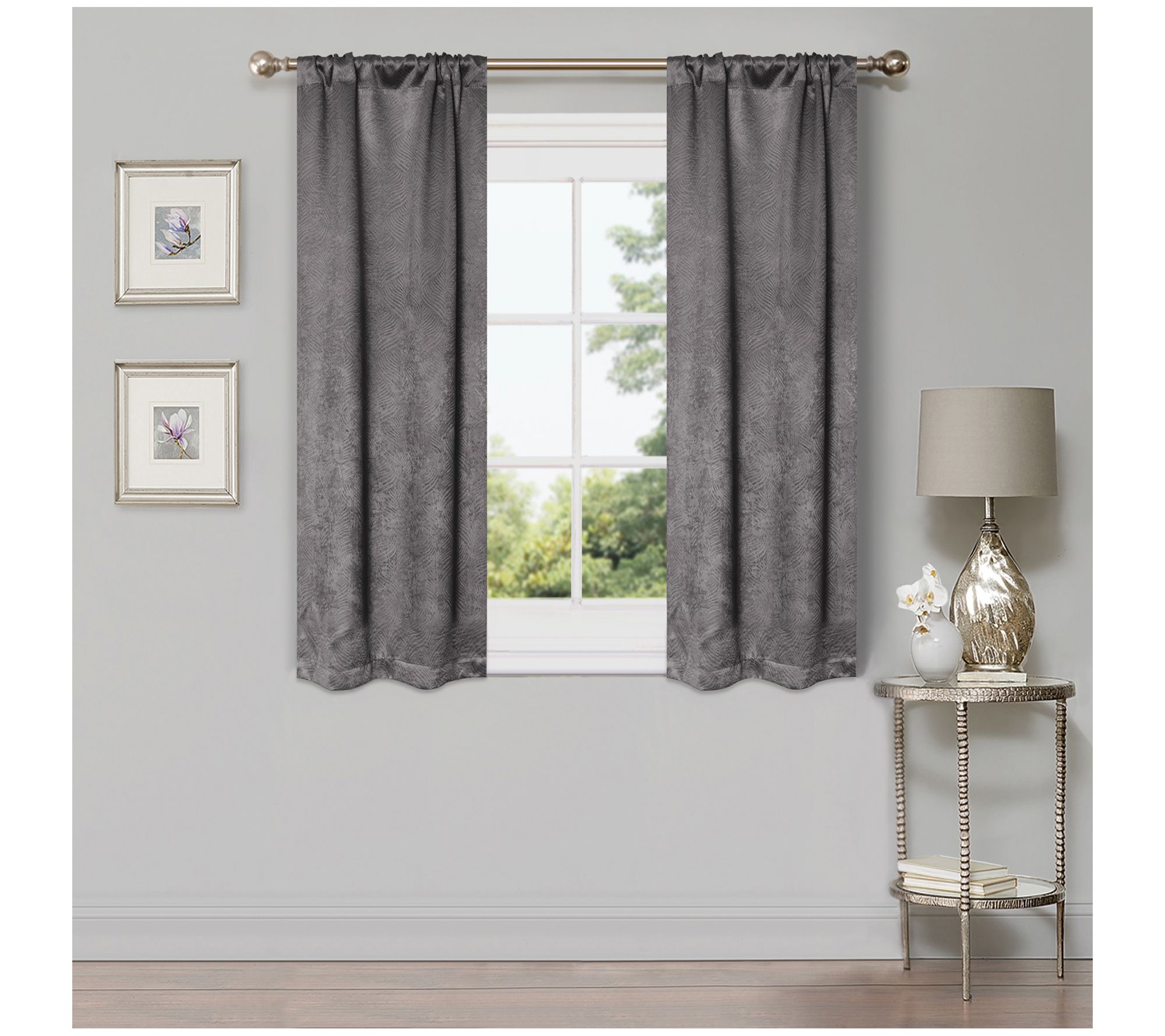 Superior Modern Geometric Waves Blackout Curtain Set, 26X63