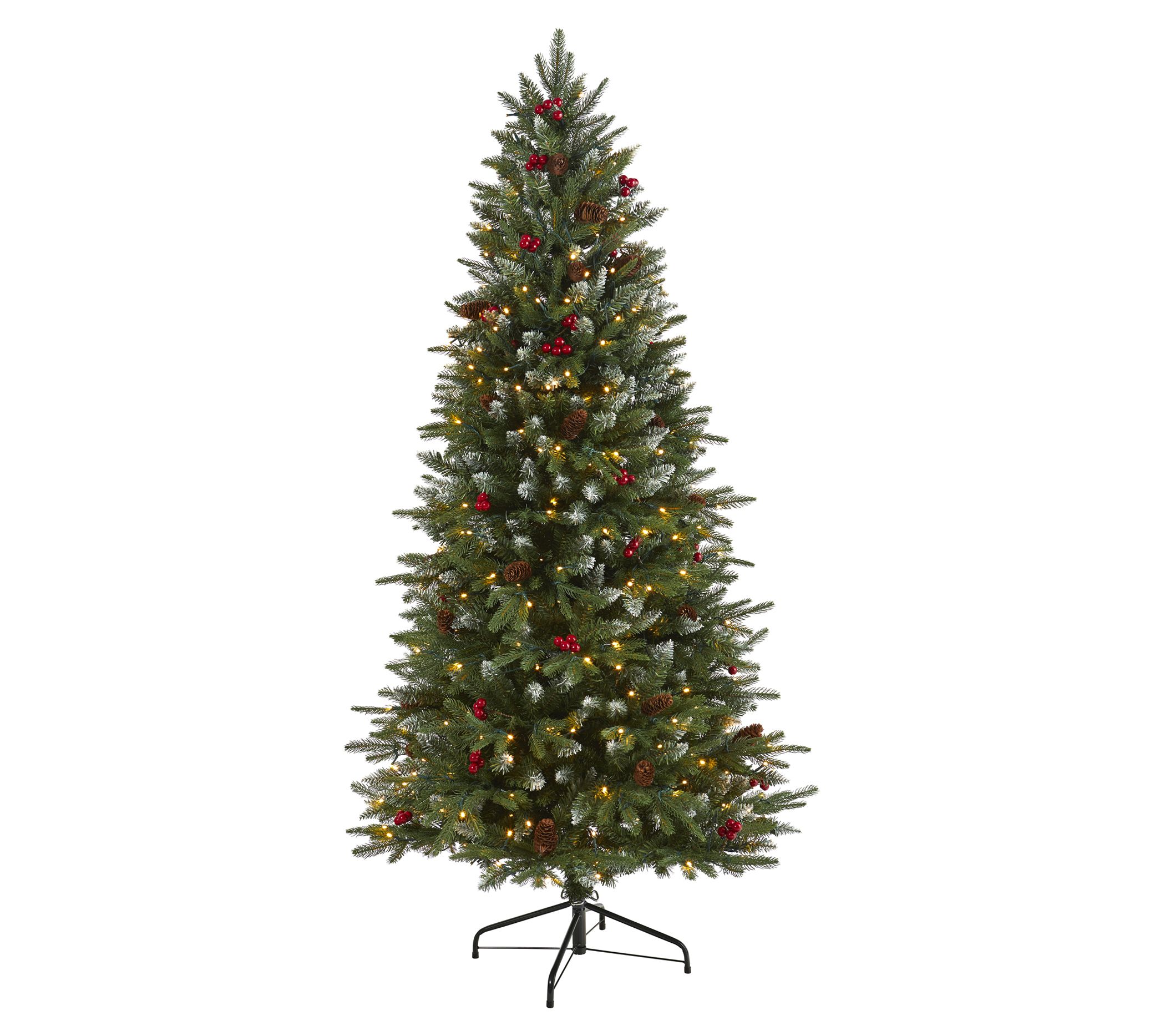 Nearly Natural 6' Snow Tipped Christmas Tree w/300 Clear LED - QVC.com