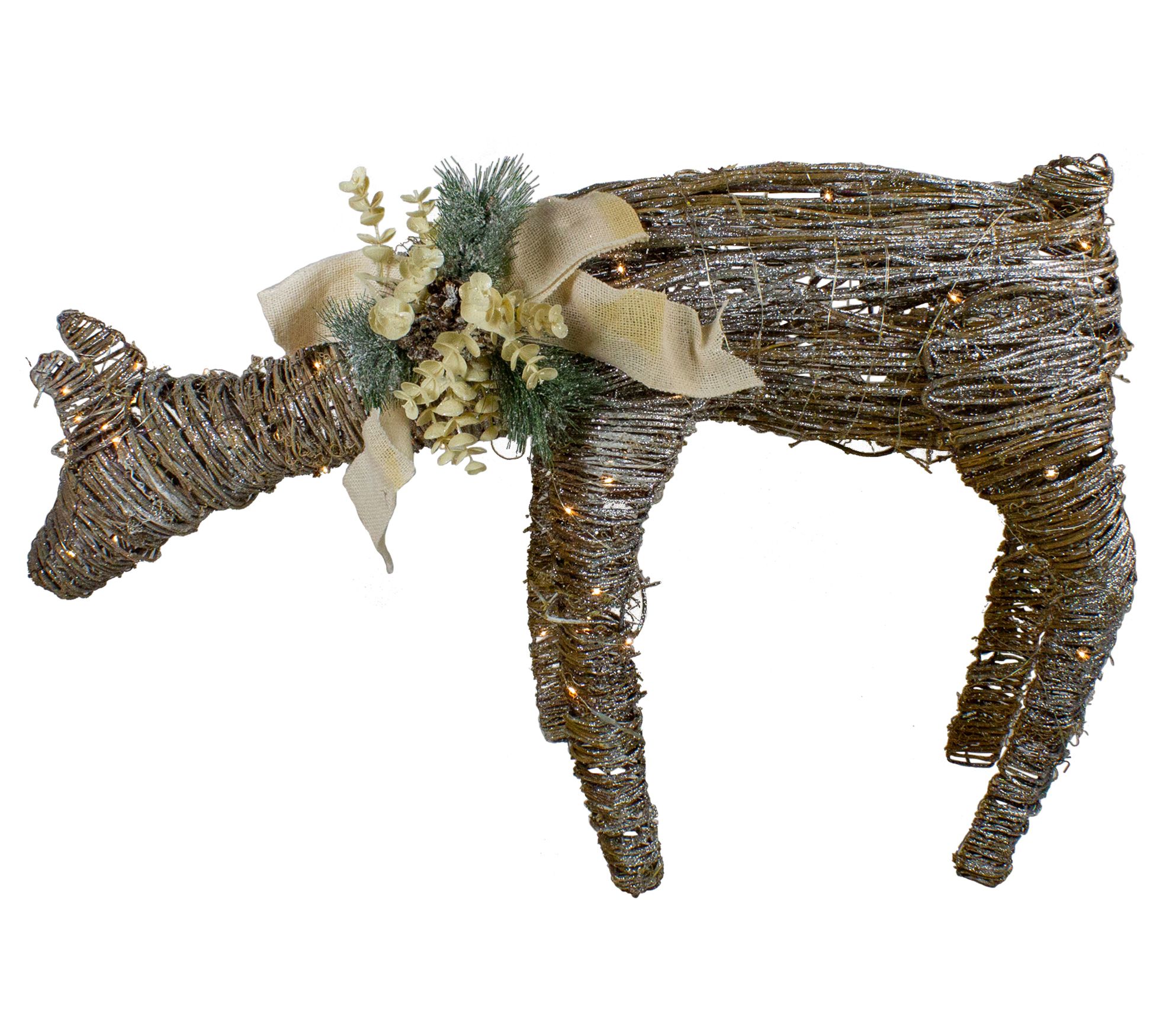 Northlight 38" LED Drinking Rattan Deer Fawn Yad Decorations