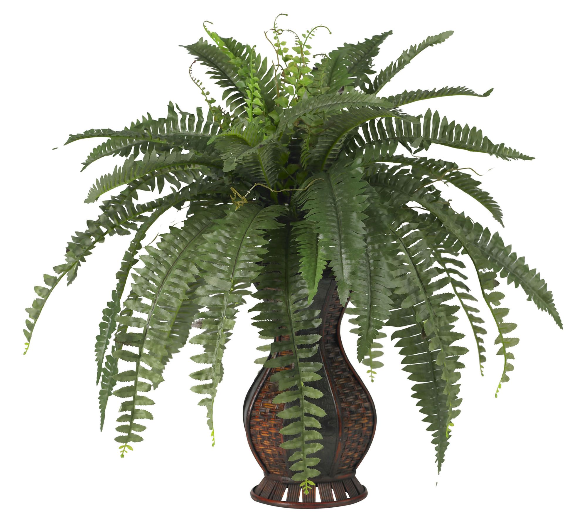 Nearly Natural Indoor Boston Fern Artificial Plant in Stone Planter