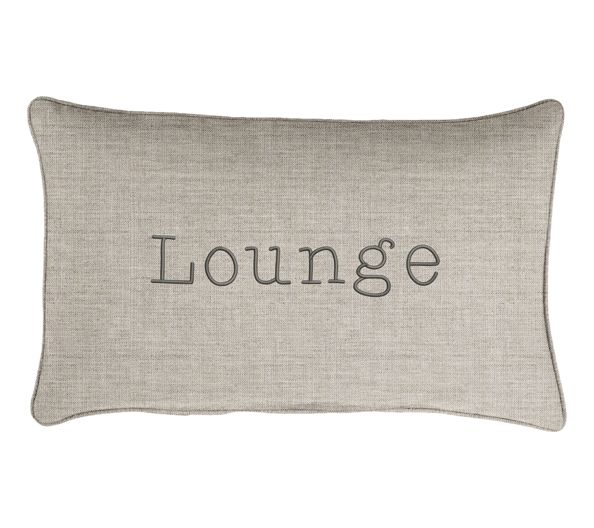 Sunbrella Lumbar Embroidered Pillow - "Lounge"