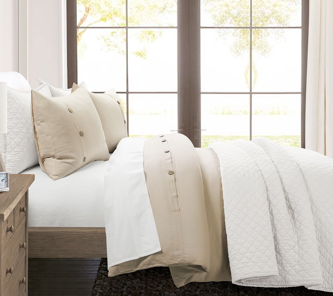 Belgian Flax Duvet Cover 3-Piece Set King/CK byLush Decor