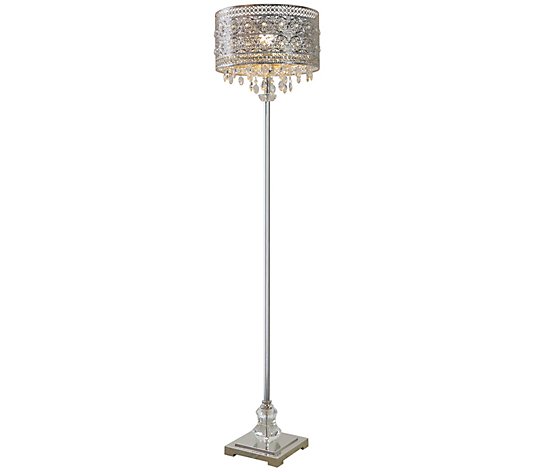 River of Goods 60.5"H Polished Nickel and Crystal Floor Lamp