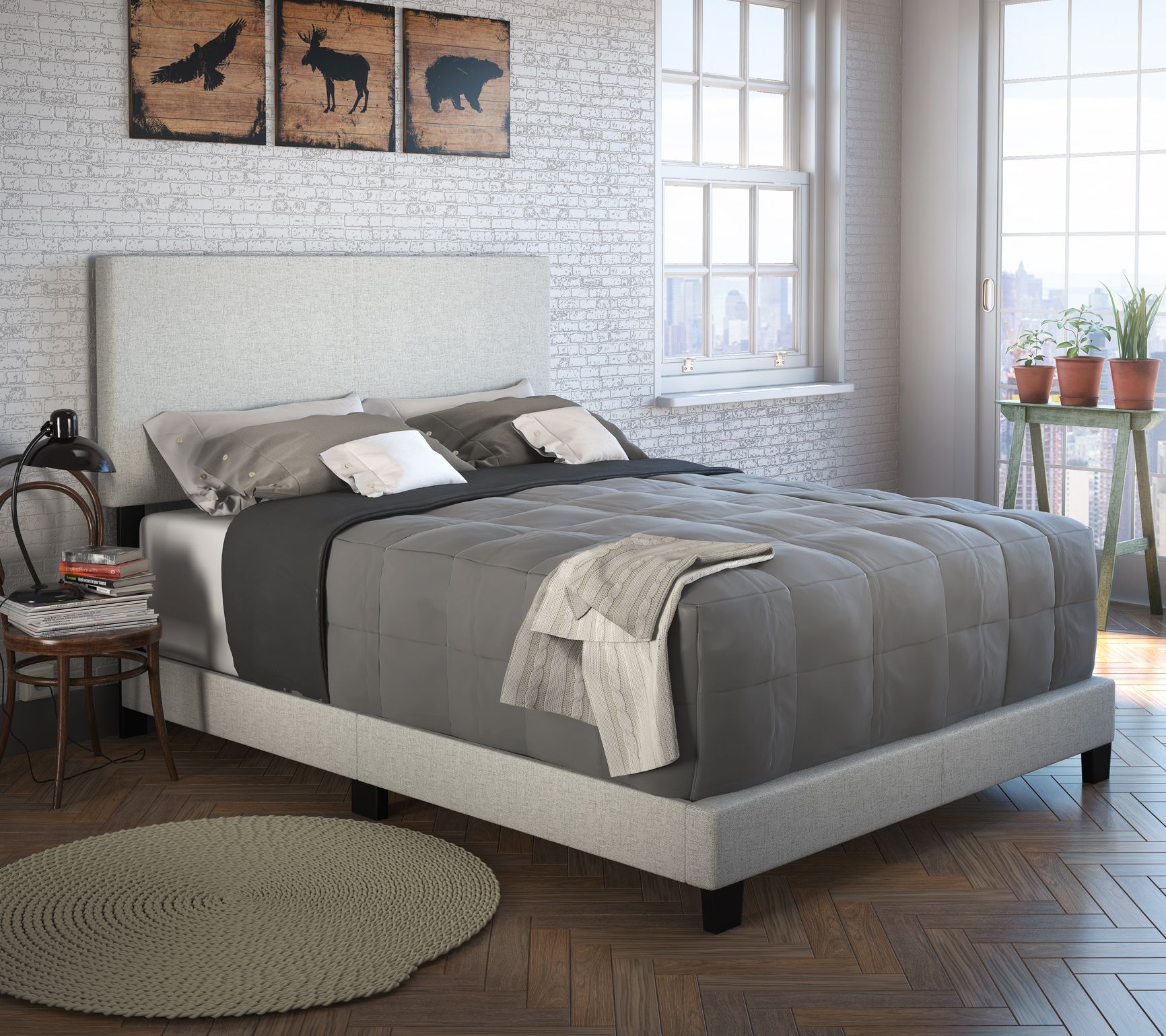 Boyd Sleep Milan Upholstered Linen Bed Frame w/Headboard, Full - QVC.com