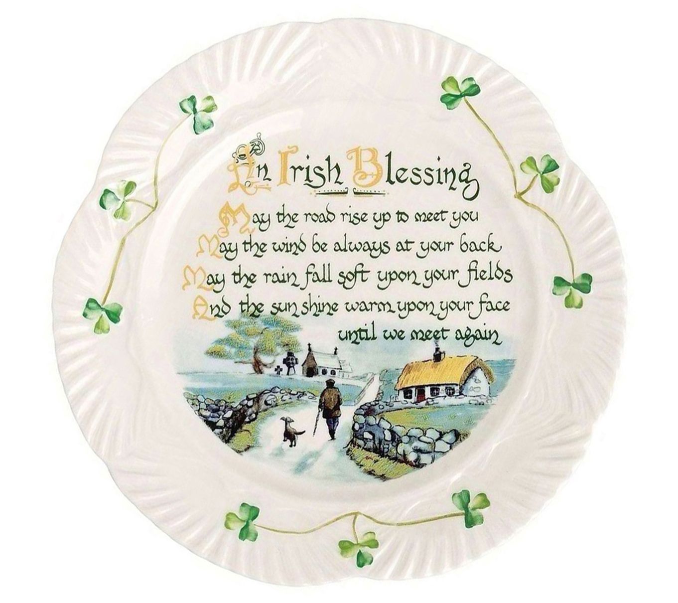 Belleek Pottery Harp Irish Blessing Plate