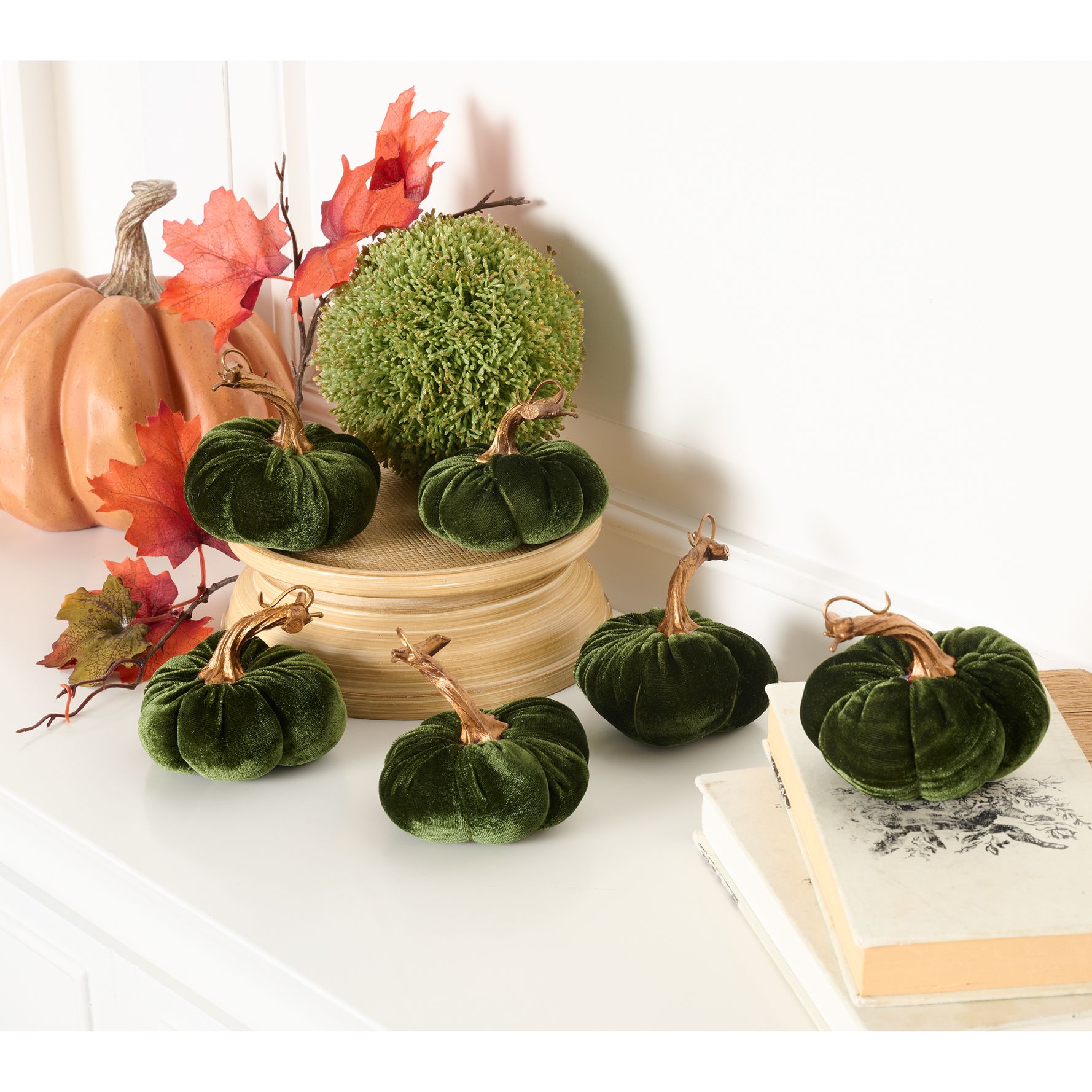  Set of 6 3.5" Velvet Plush Pumpkins By Valerie