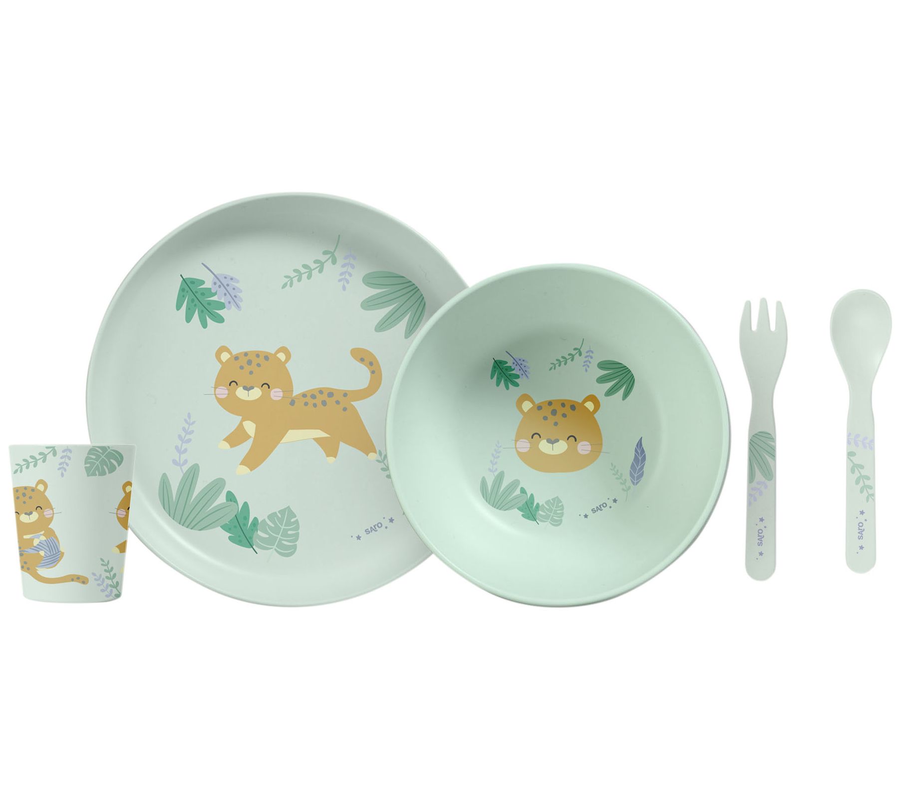SARO Jungle Cheetahs 5 Piece Feeding Set
