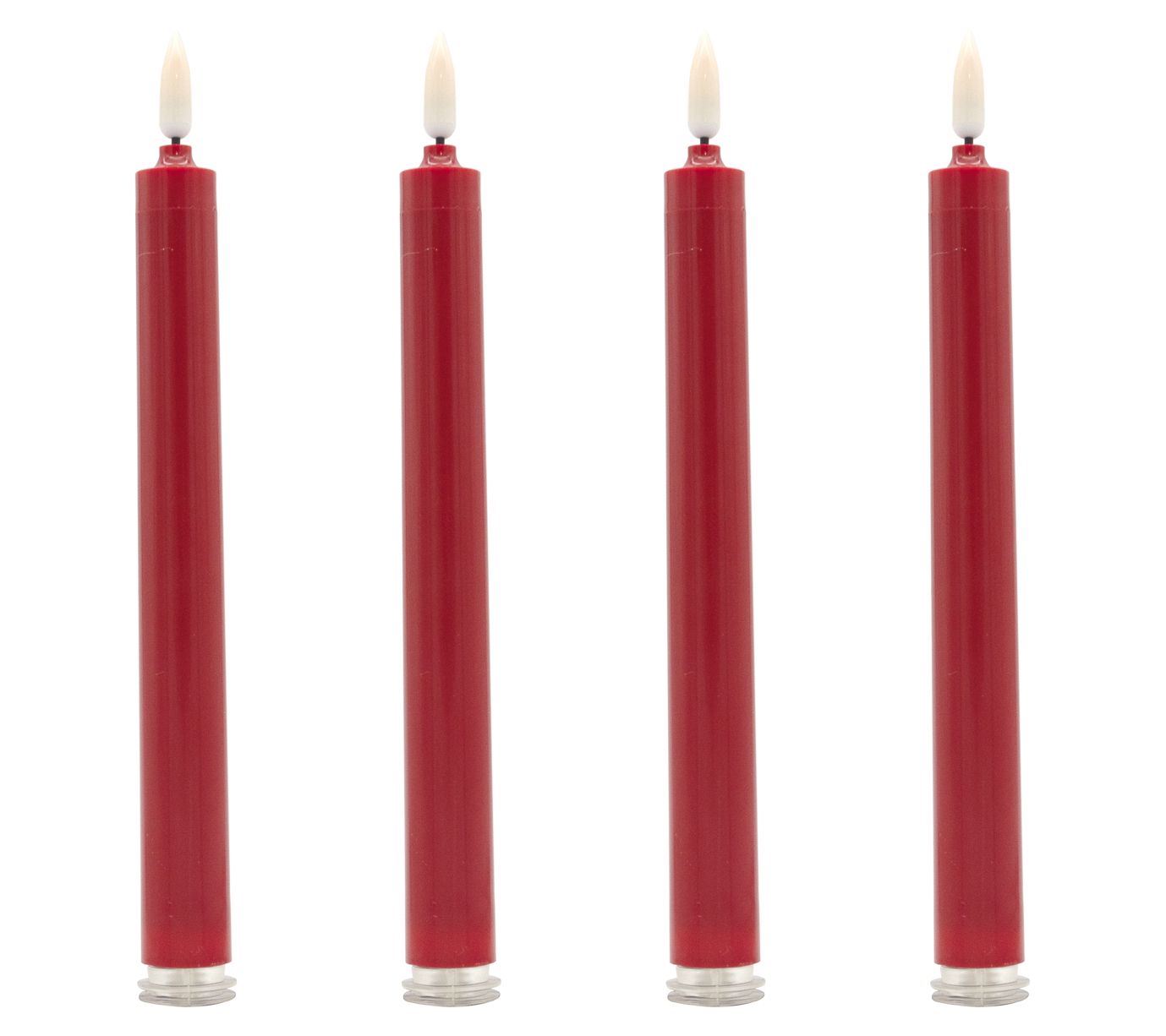 LumaBase S/4 Battery Operated Bullet Flame Candles- Red