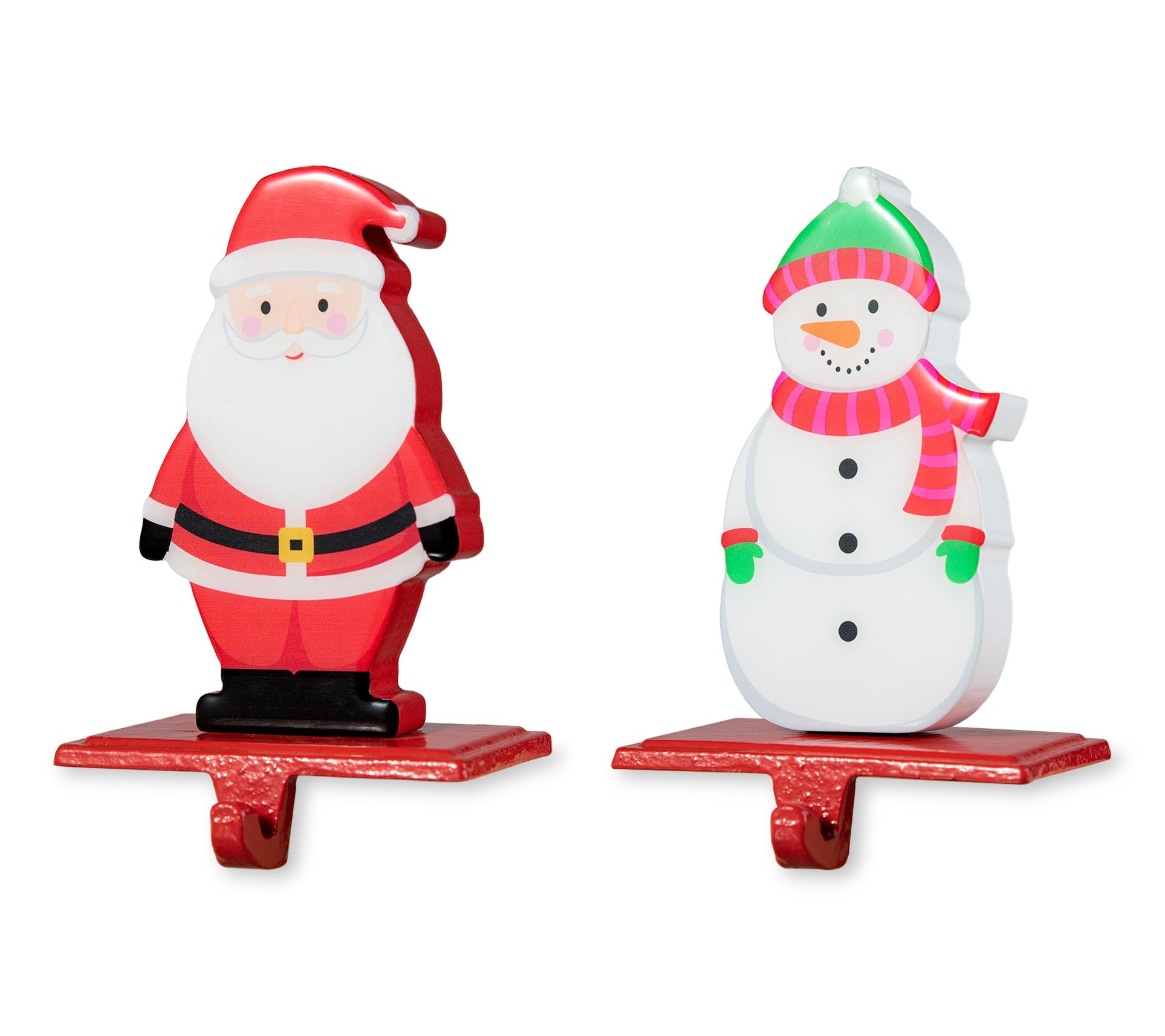 Glitzhome Christmas Santa & Snowman Stocking Holders S/2
