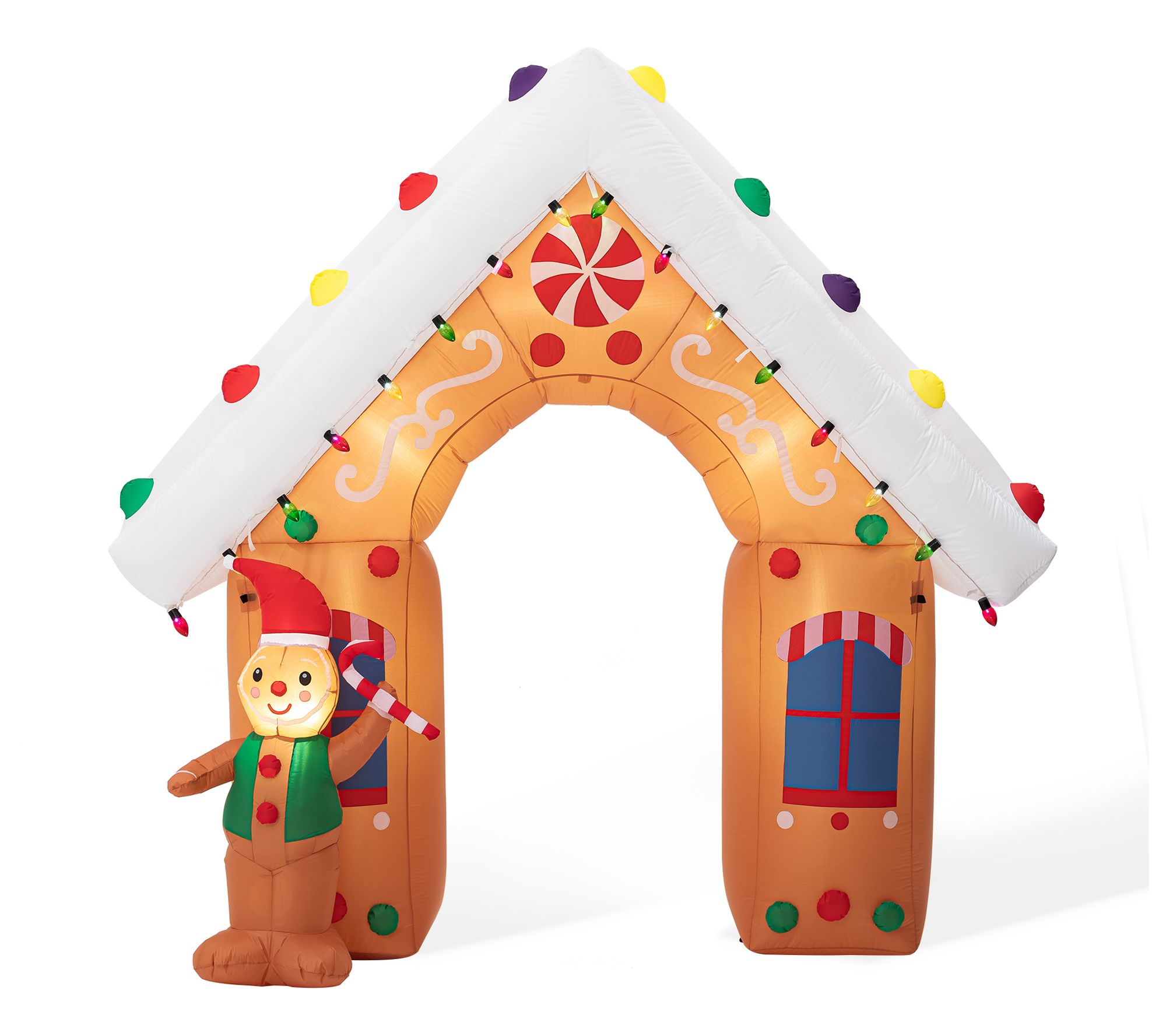 Glitzhome 8FT LED Indoor Outdoor Gingerman House Inflatable