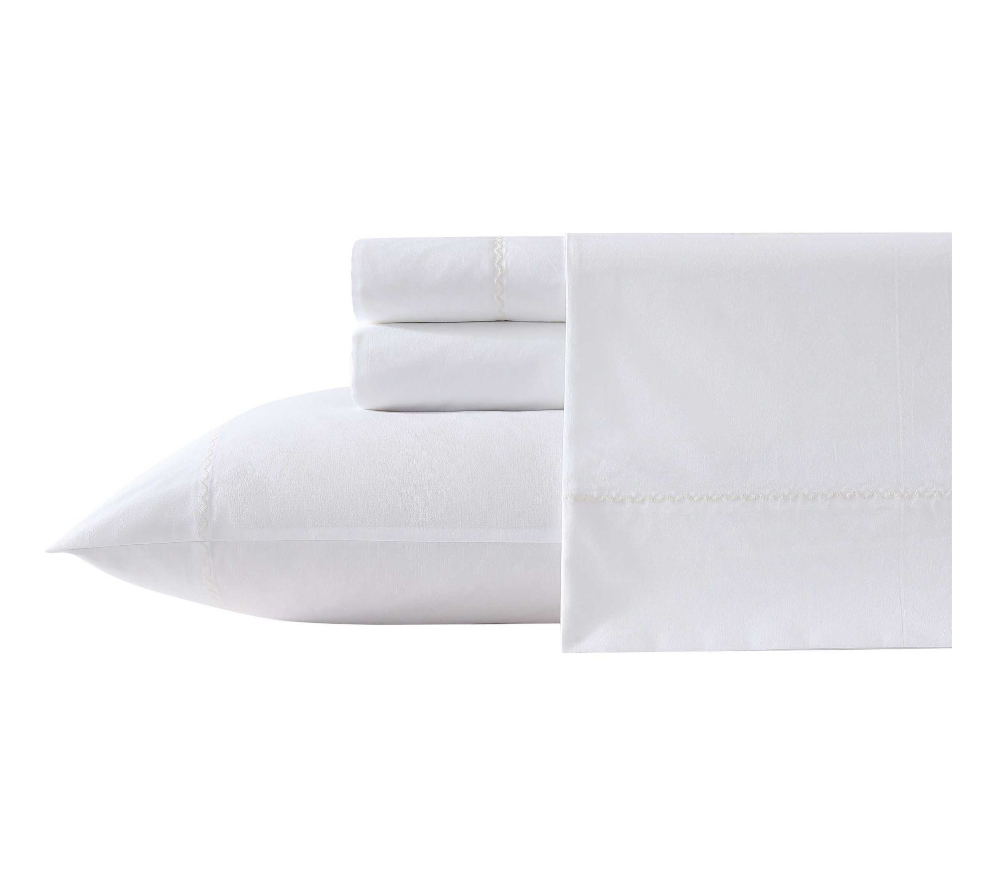 Laura Ashley Scallop Embroidered Ivory King Sheet Set