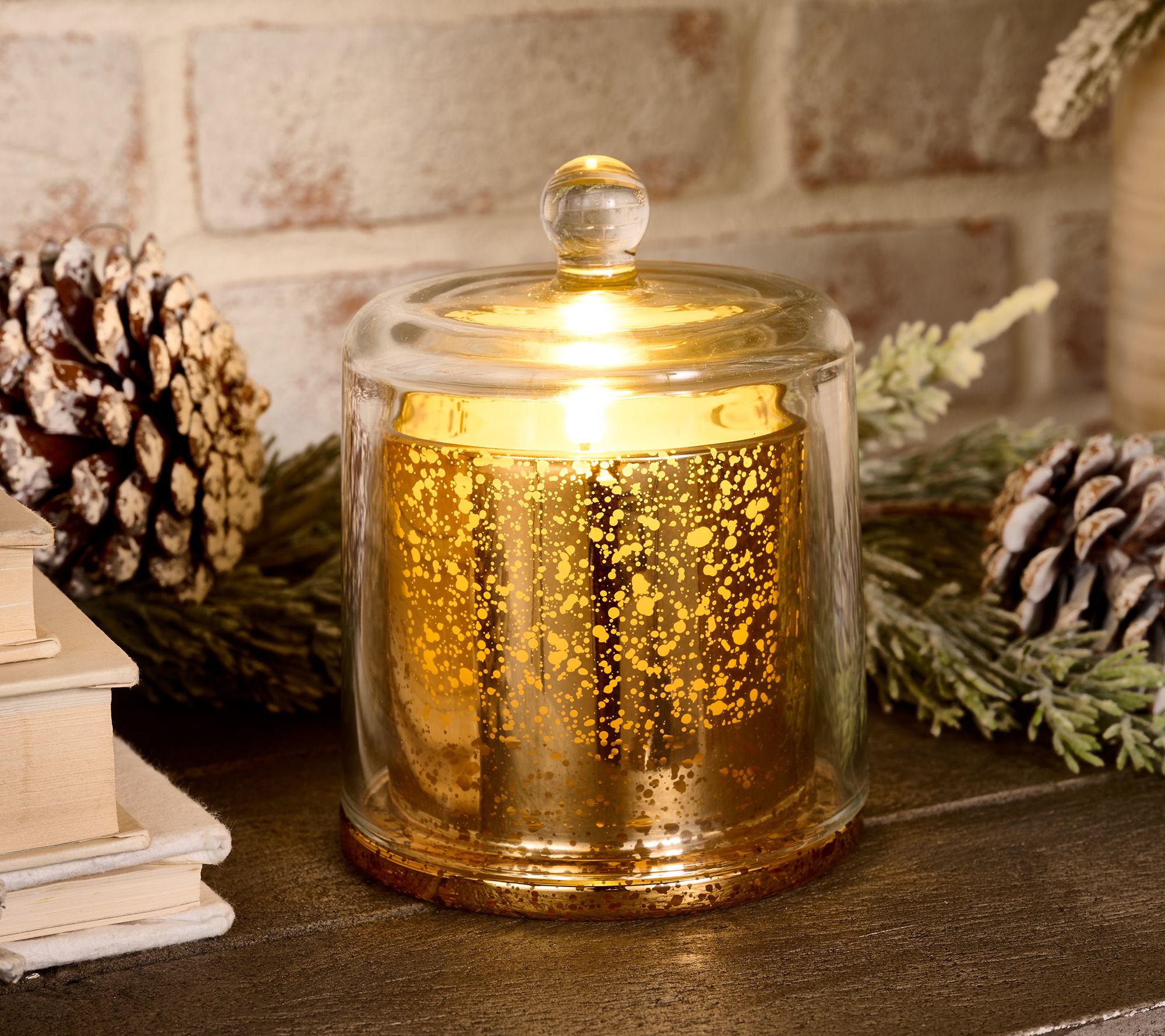 "As Is" Lightscapes Mercury Glass Cloche with Candle