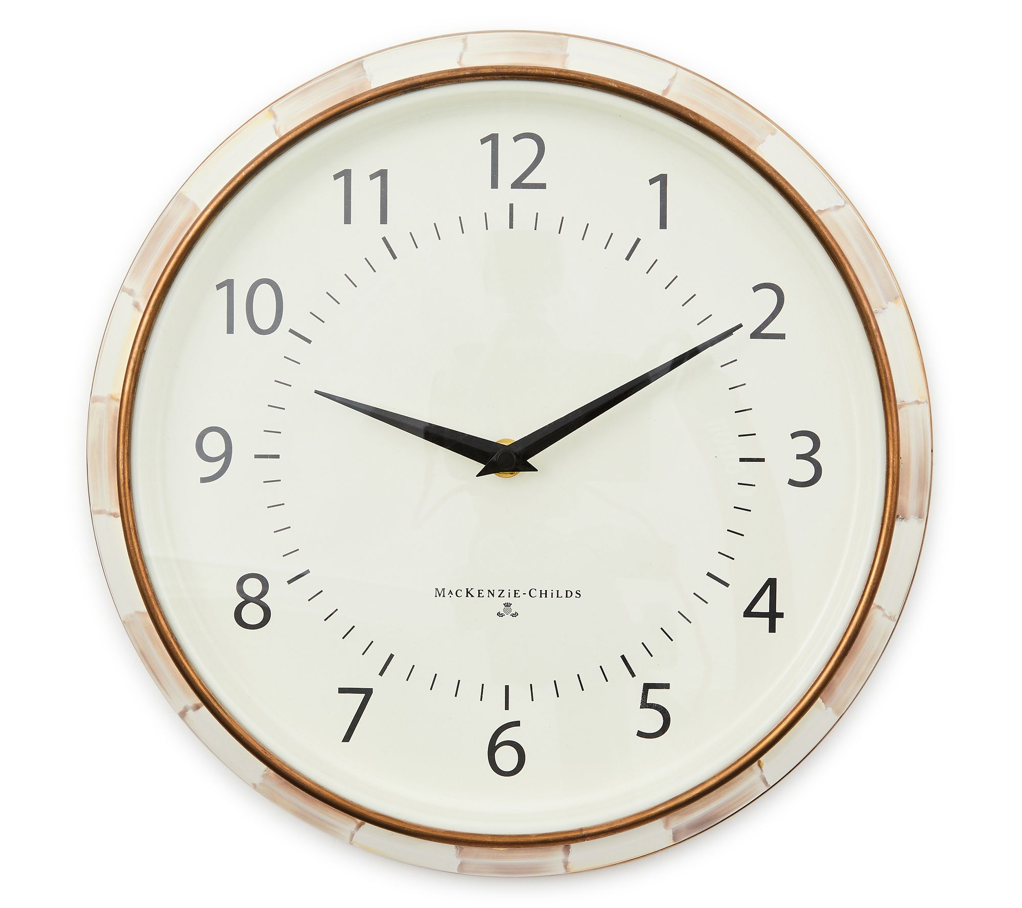 MacKenzie-Childs Mocha Check School Wall Clock