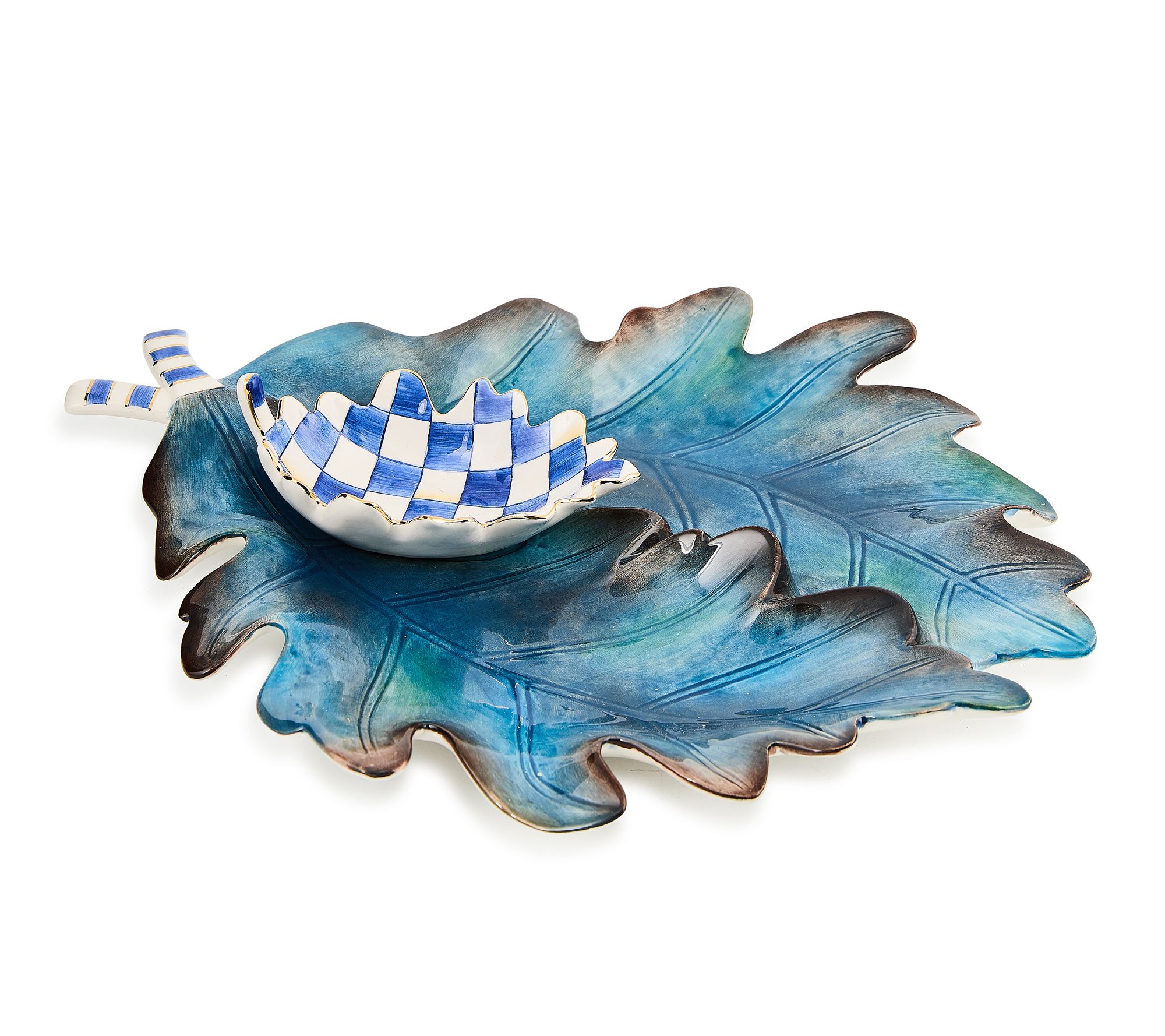 MacKenzie- Childs Ceramic Leaves Serving Set