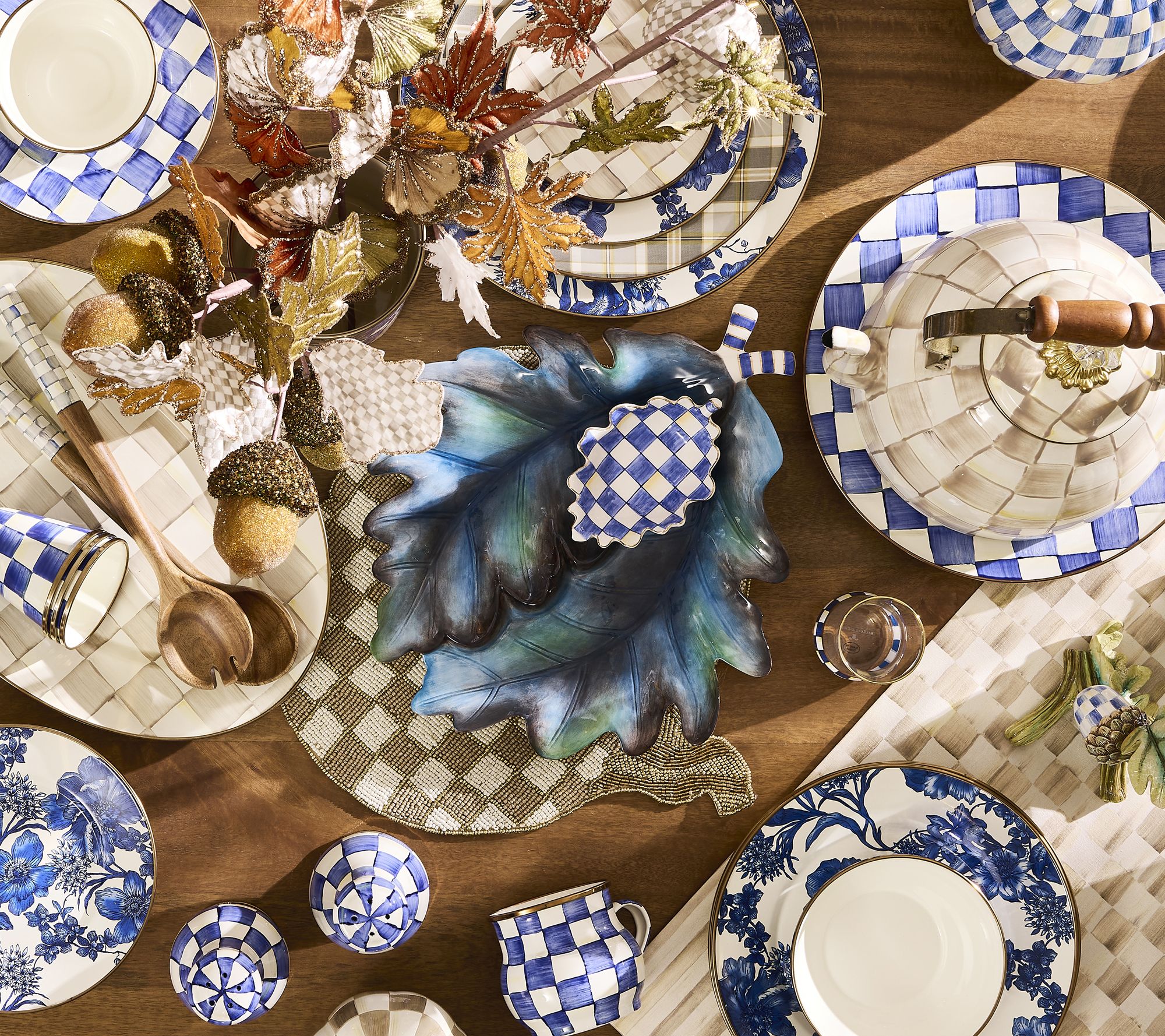 MacKenzie- Childs Ceramic Leaves Serving Set