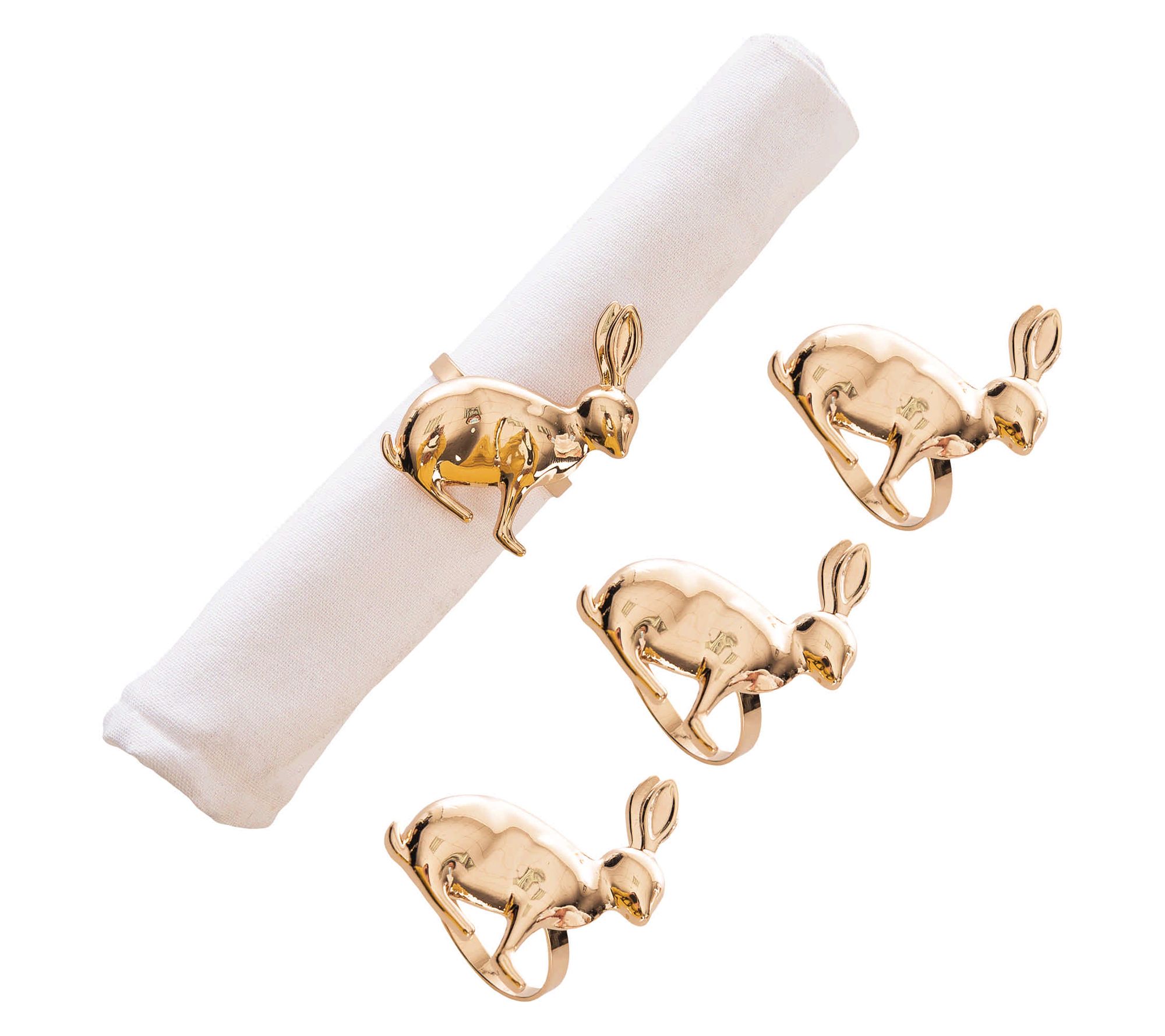 Rose Gold Rabbit Napkin Rings Set of 4 by Valerie