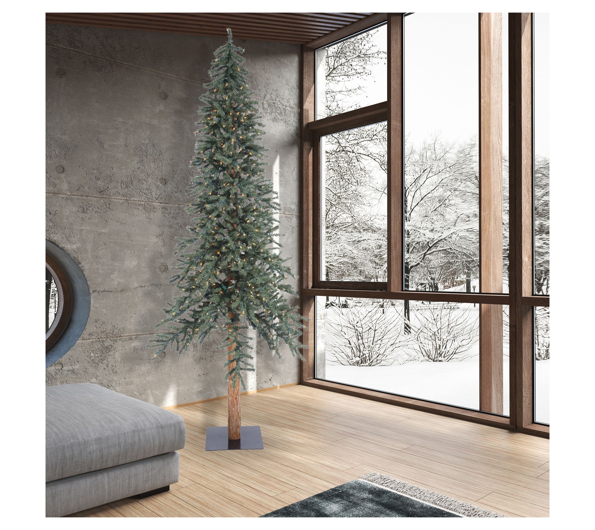Vickerman 9' Natural Bark Alpine Artificial Pre-Lit Tree