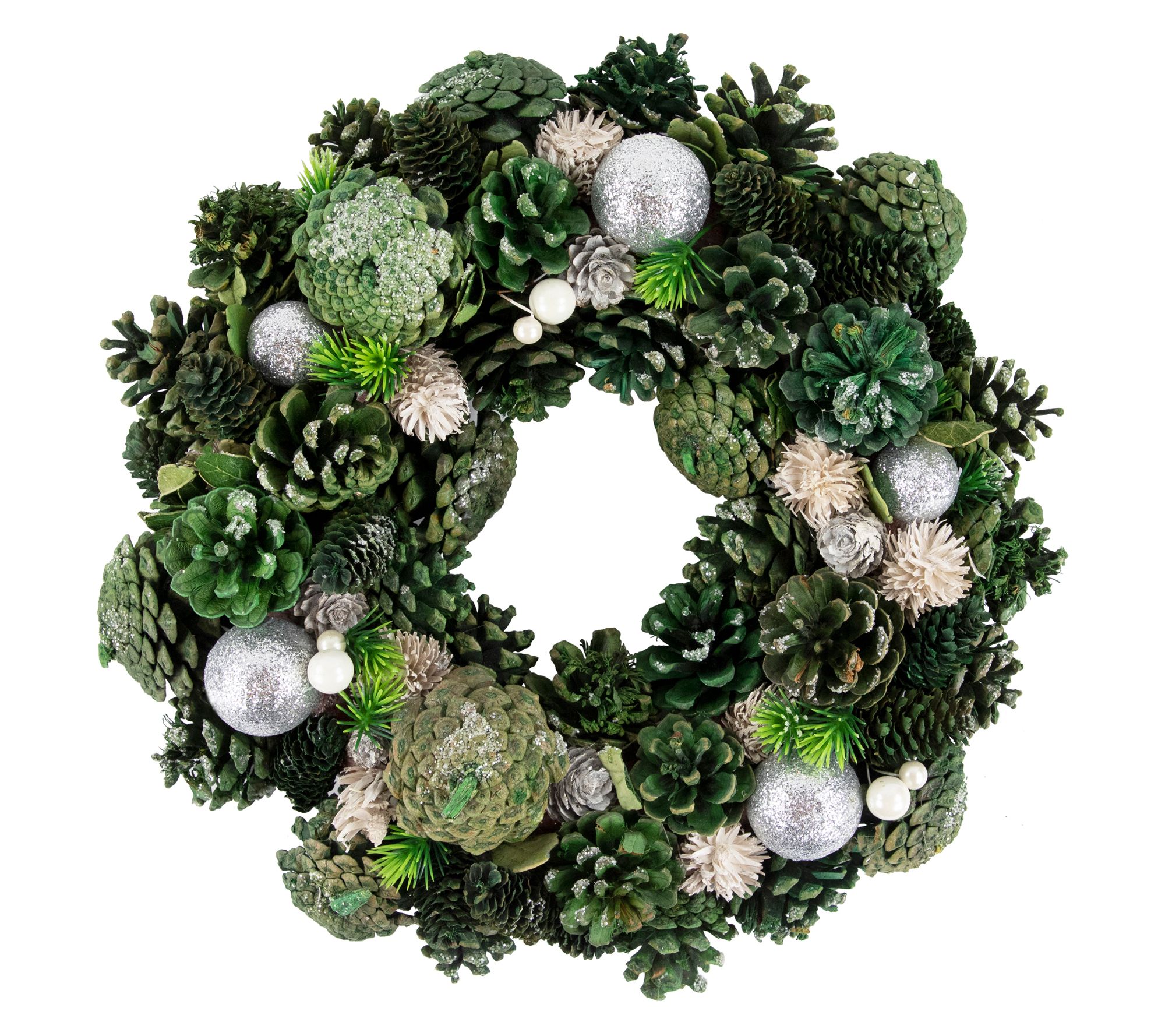 Northlight Green Pinecone and Foliage Christmas Wreath 14"