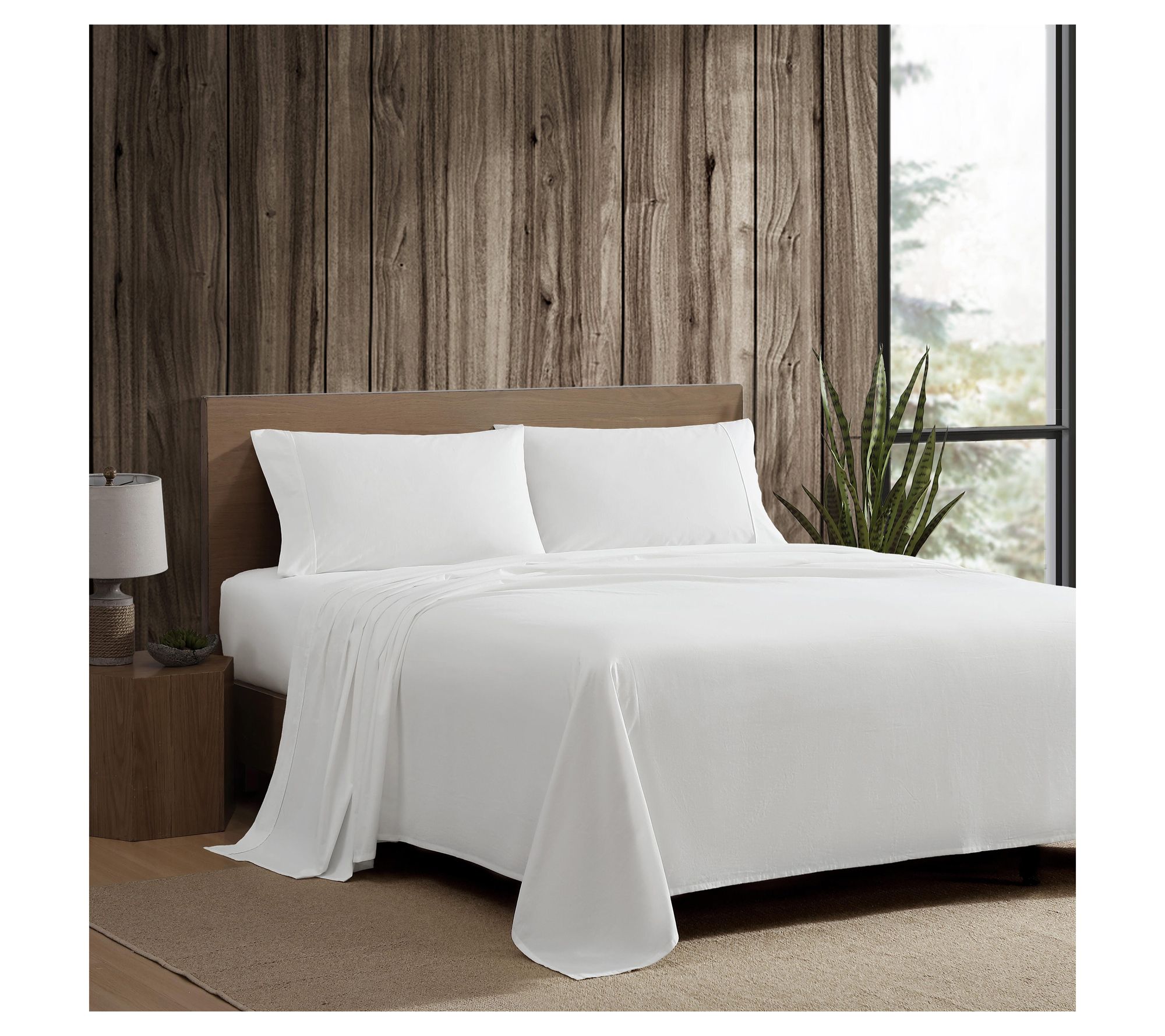 Eddie Bauer Off White Cotton Percale Queen Sheet Set