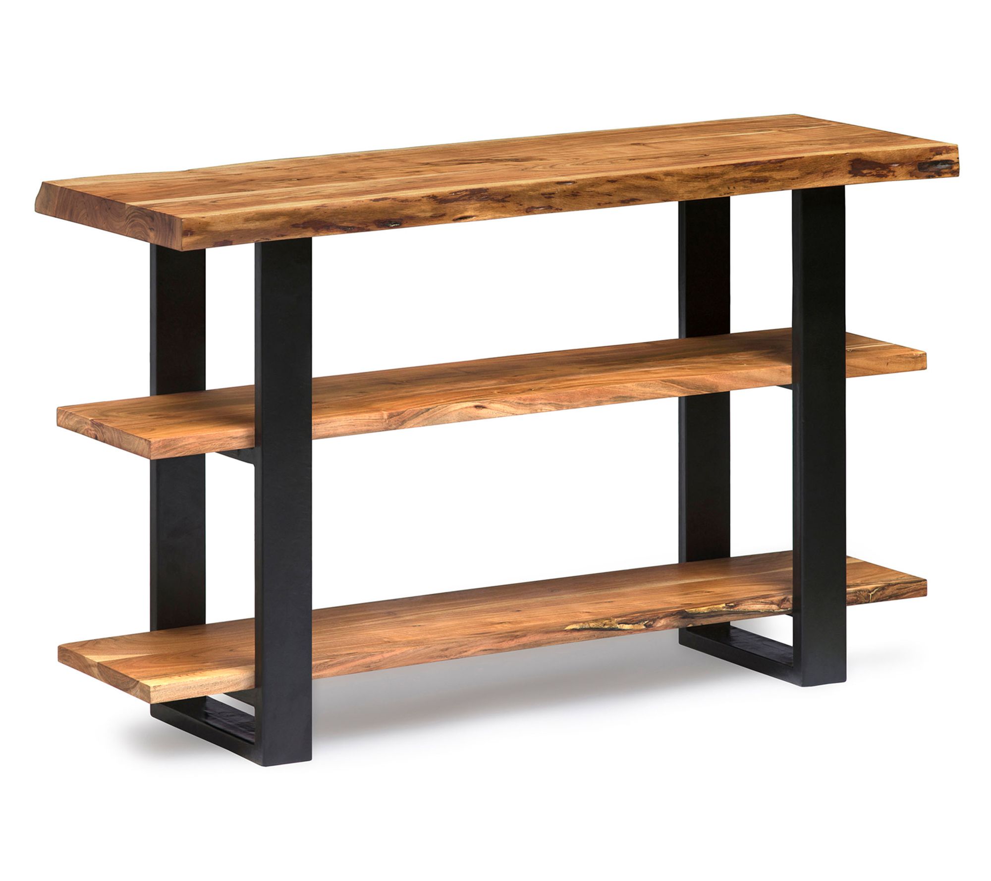 Alpine Natural Live Edge Media Console Table w/Metal Accents