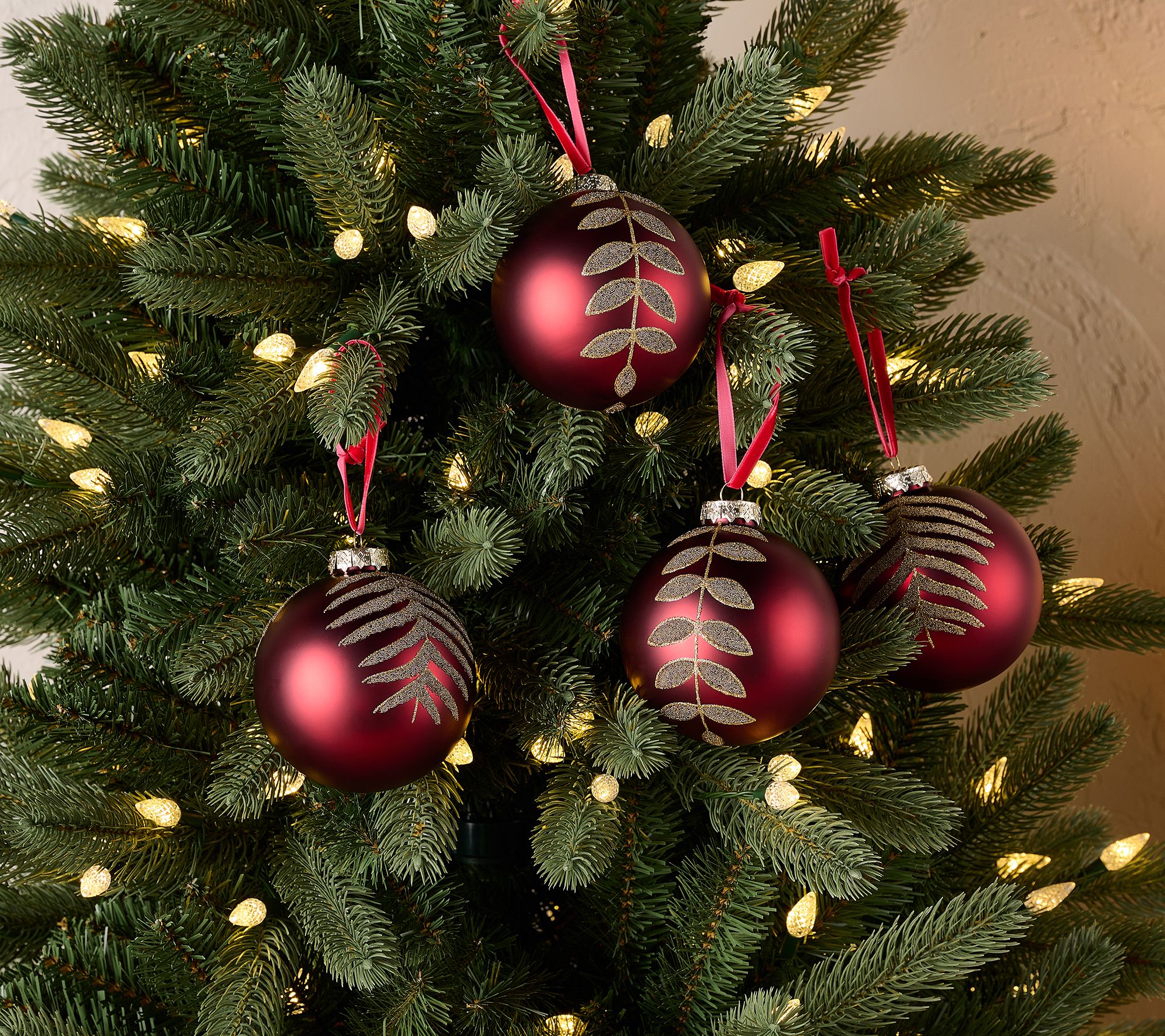 "As Is" Mrs. H by Dee Hilfiger Set of 4 Hand Beaded Glass Ornaments