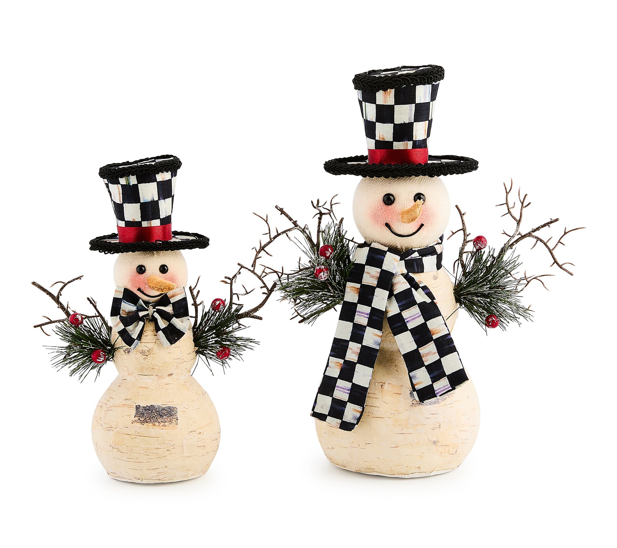 MacKenzie-Childs Farmhouse Birch Small Snowmen,Set of 2