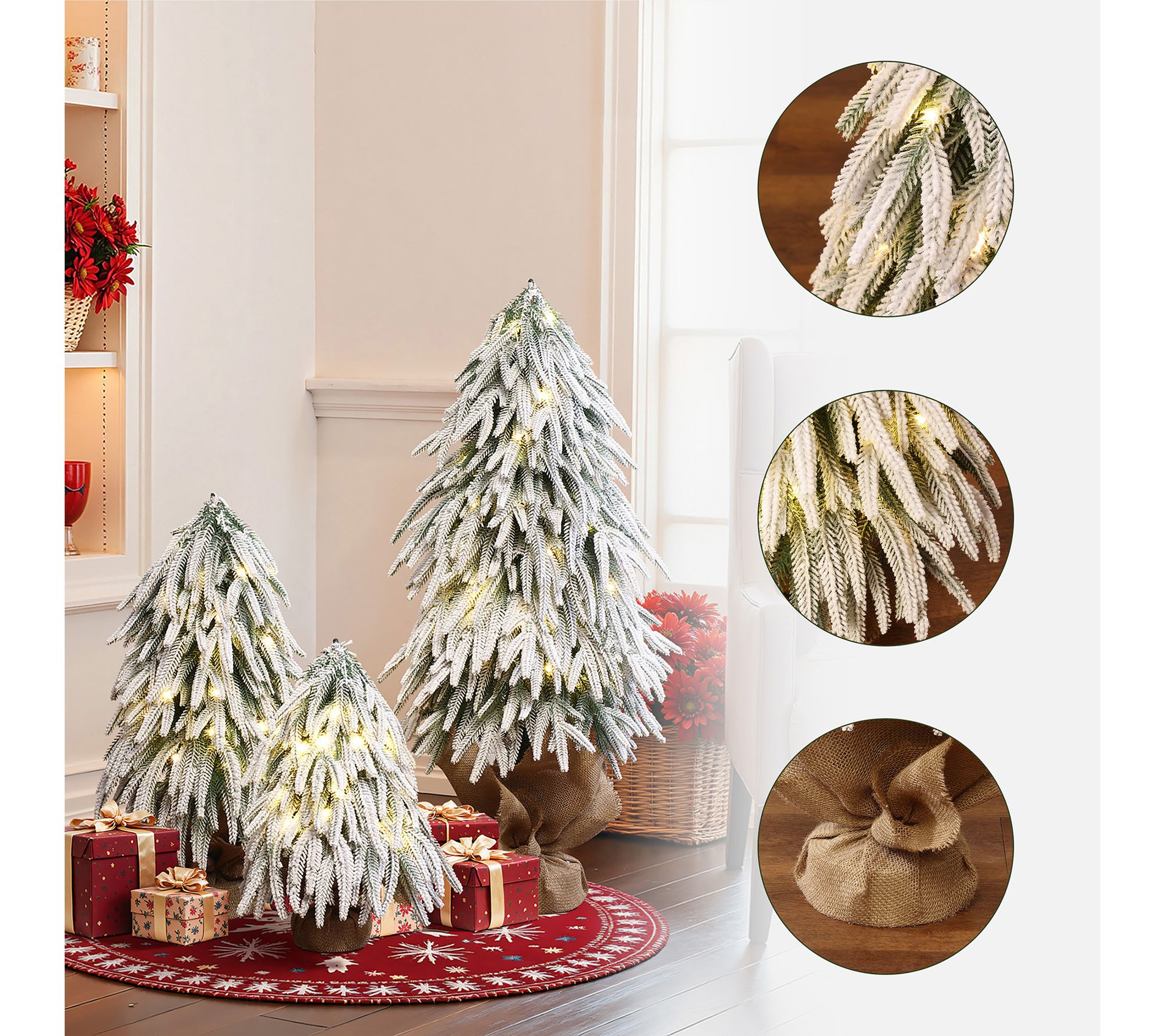 LuxenHome Snowy Christmas Tree Set with Lights&