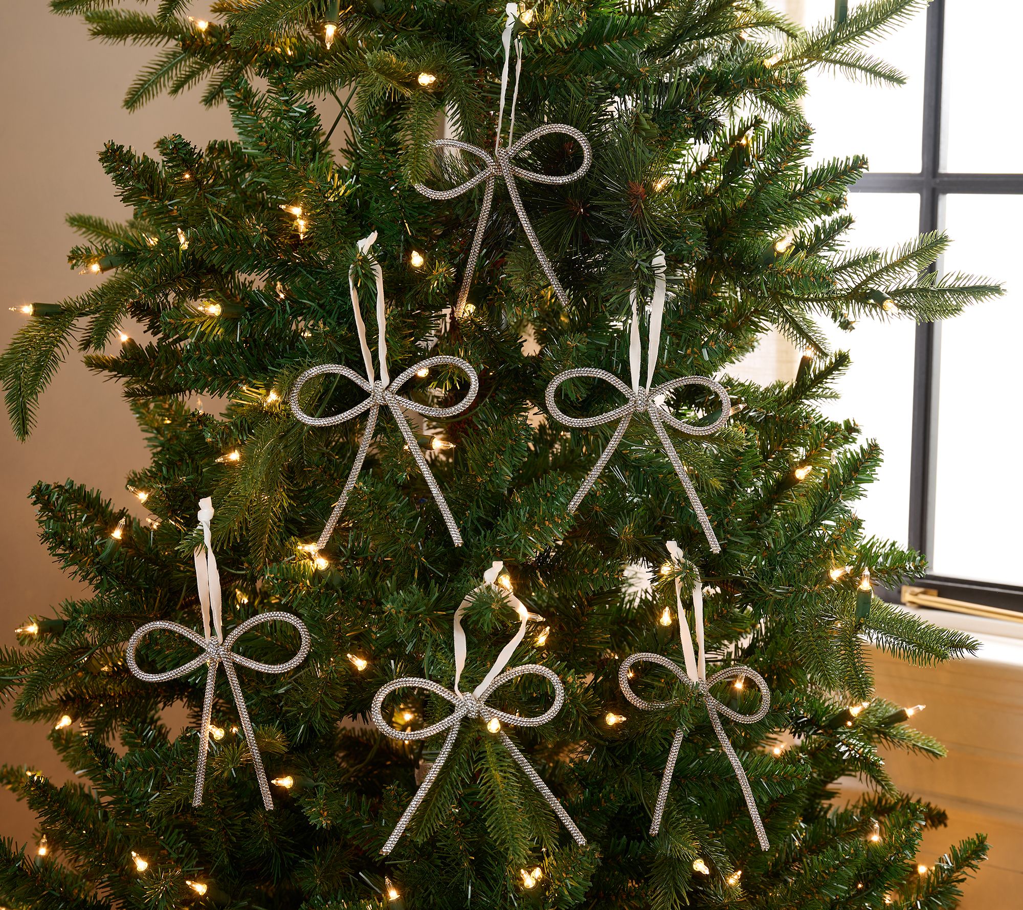 "As Is" Set of 6 Shimmering Bow Ornaments with Ribbon by Kim Gravel