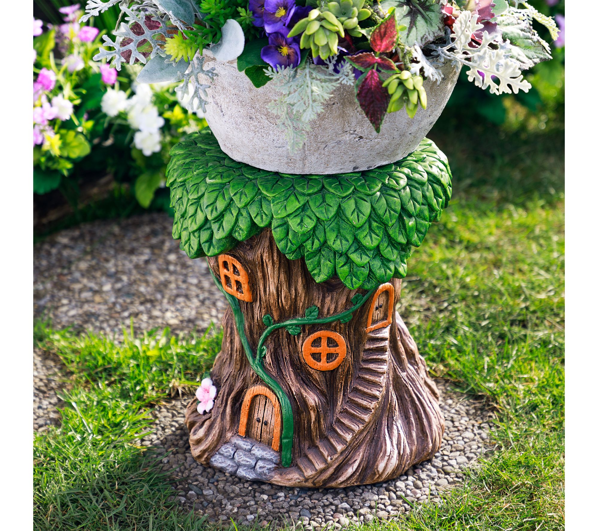 Northlight Fairy Tree Stump Garden Plant Stand- 13.75