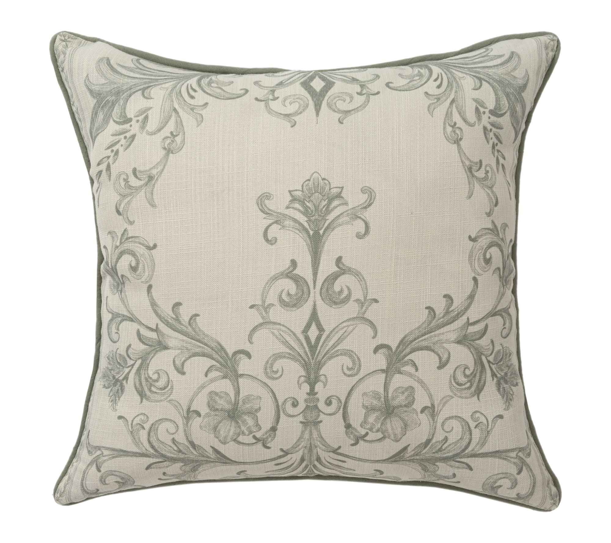  Ox Bay Sage/Ivory Damask Recycled P.E.T. ThrowPillow, 20"x20"