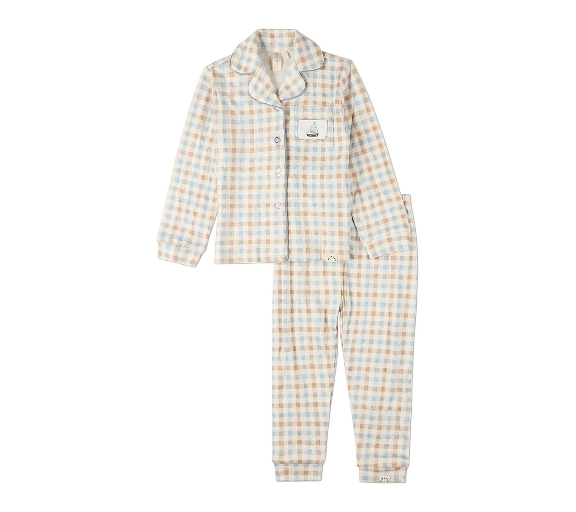 MiniMoi 2 Piece Kids Let Your Dreams Set Sail Plaid Pajama