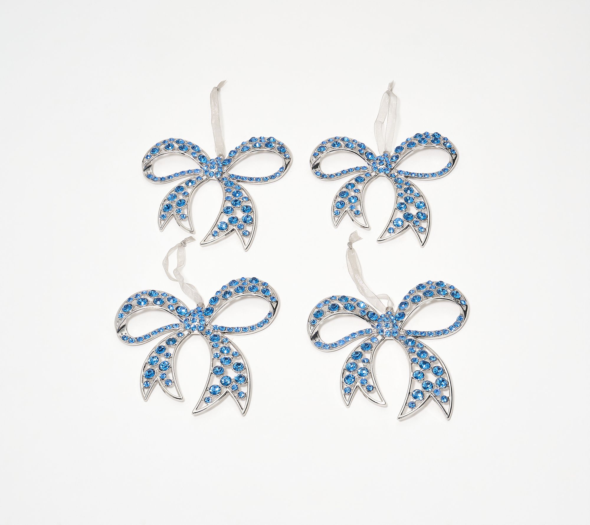 Set of 4 Faceted Jewel Bow Ornaments by Valerie