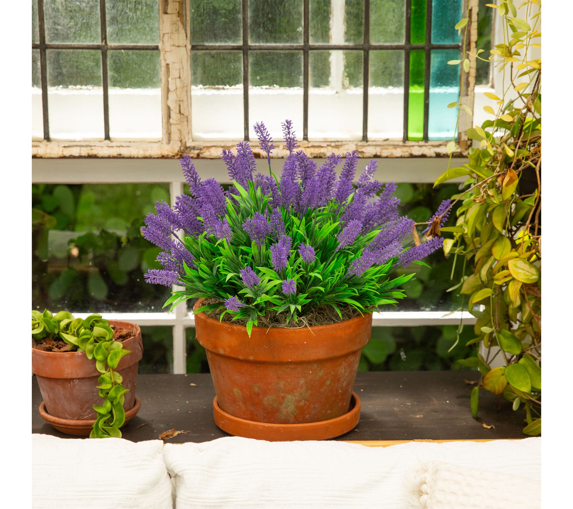 Nearly Natural 14-in UV Resistant  Lavender Bush  - Set of 12