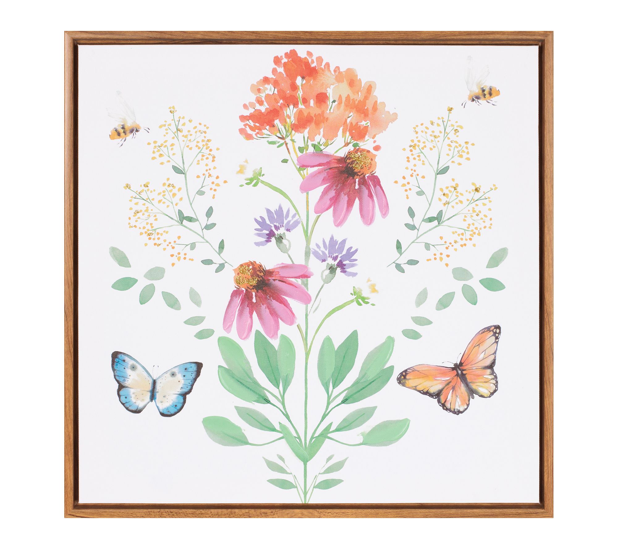 Melrose International Framed Floral & ButterflyWall Art 15.5"