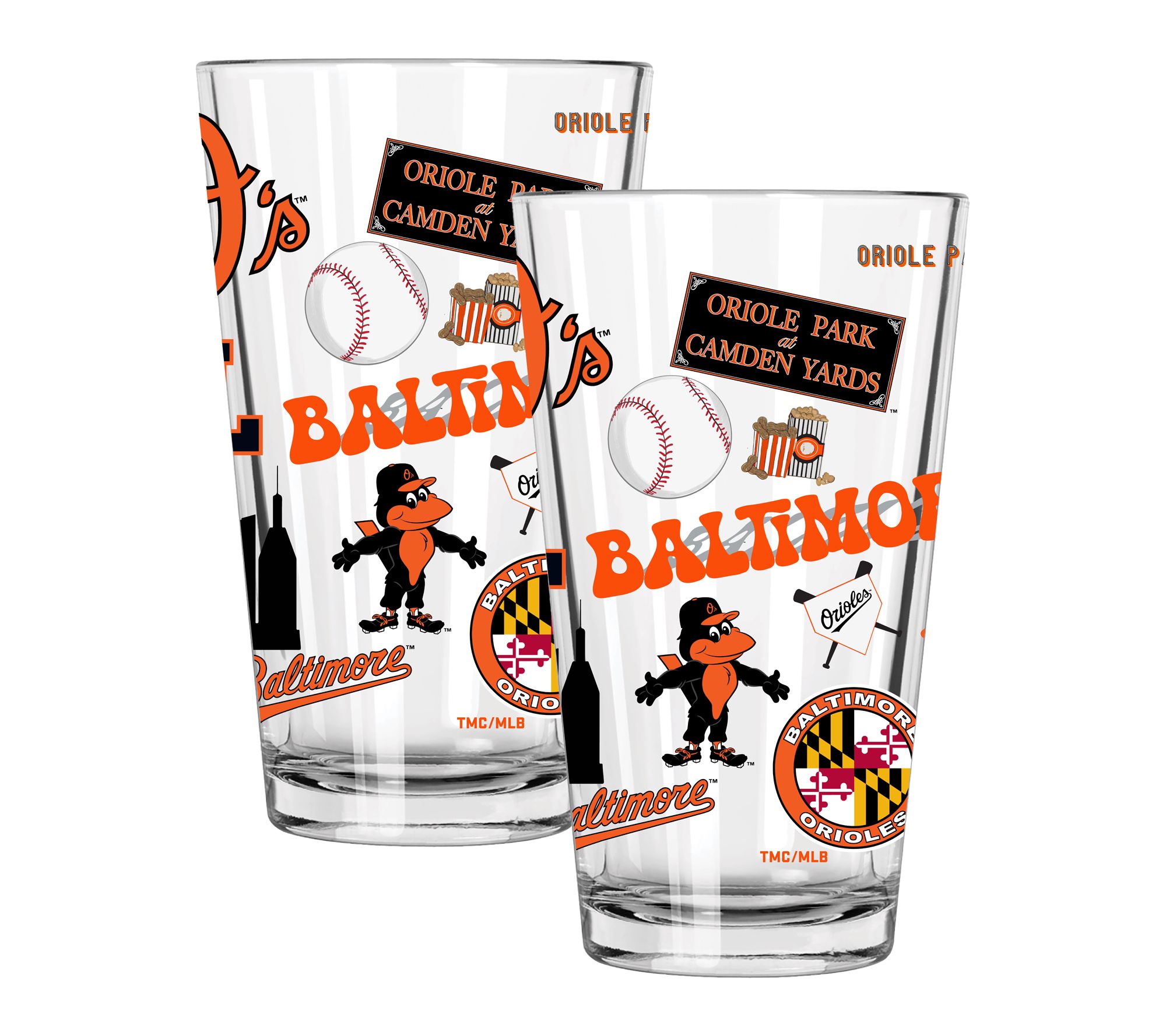 Memory Company 2pk MLB Loco Design 16oz Pint Glass