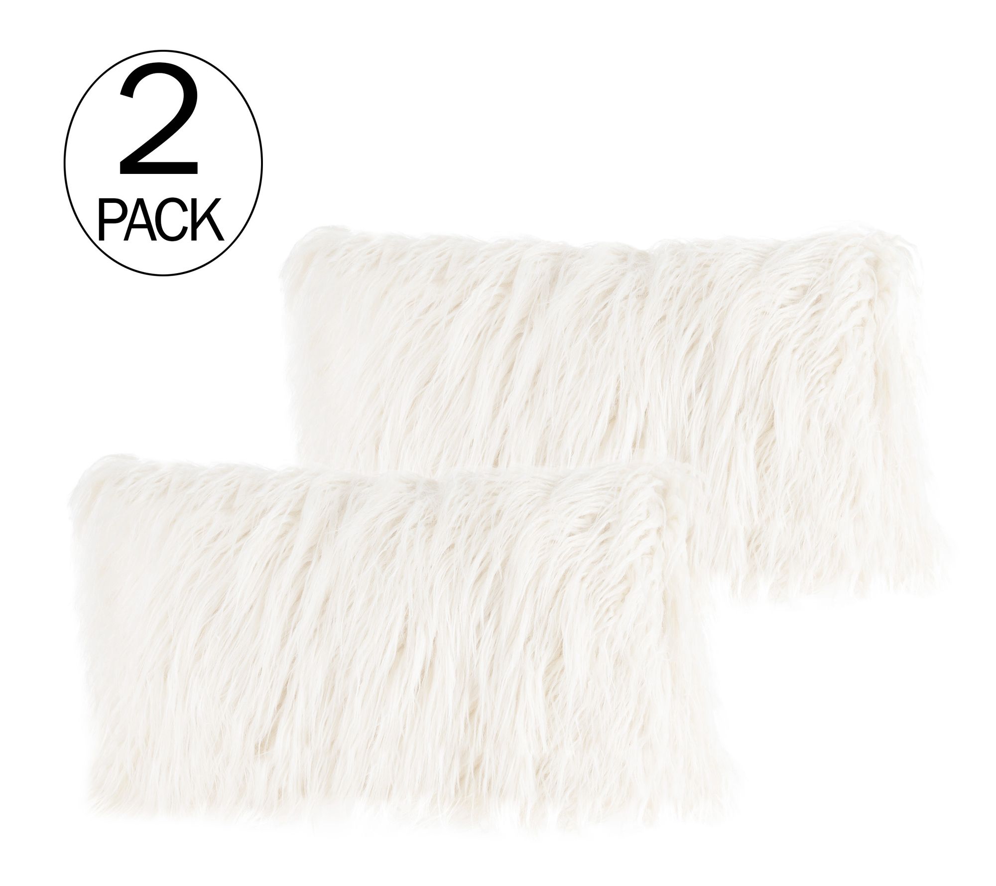 Lavish Home 2 Plush Lumbar Faux Fur Pillows Decorative Pillows