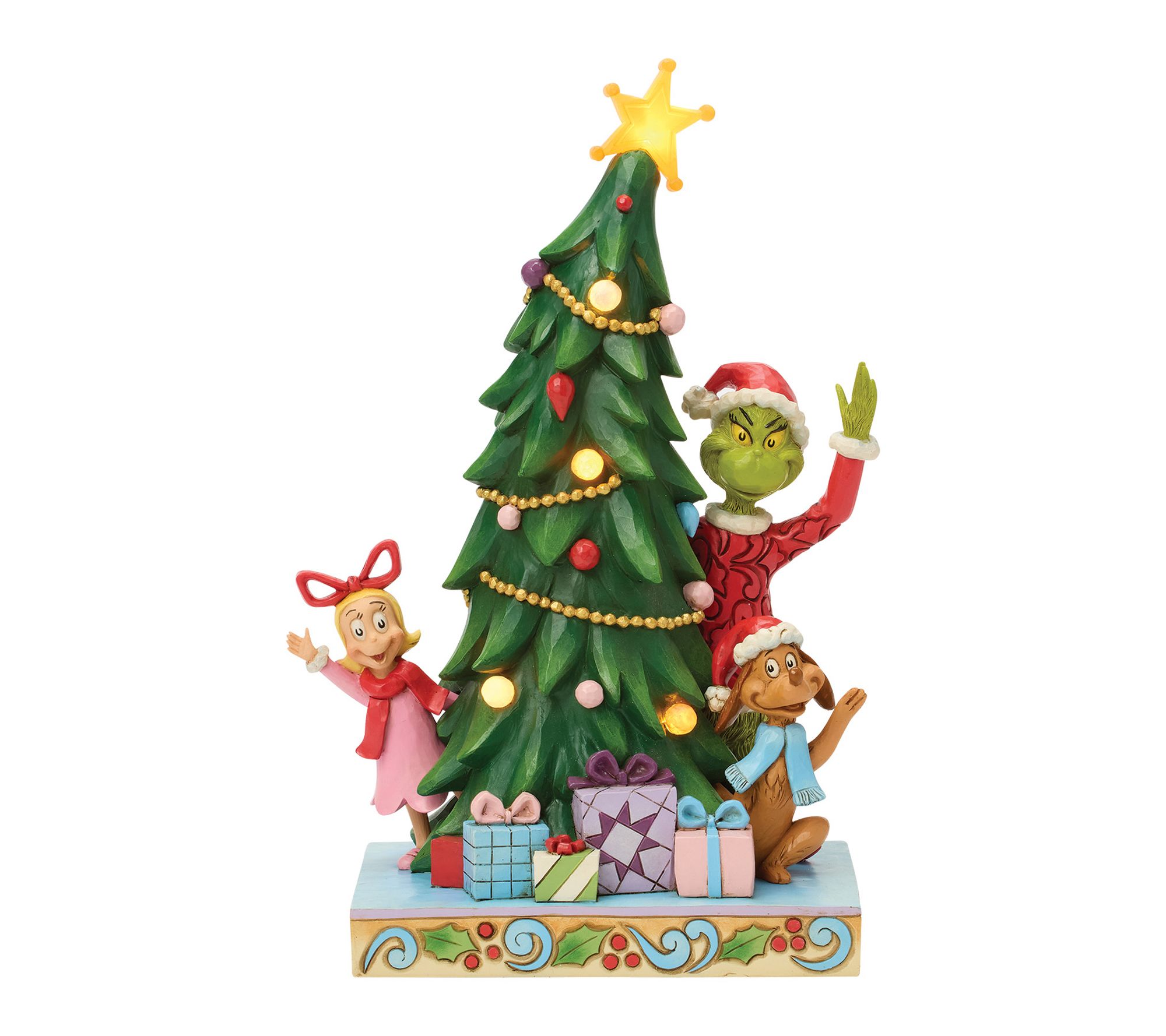 Jim Shore Grinch, Cindy, Max Peeking Figurine 10.4in H
