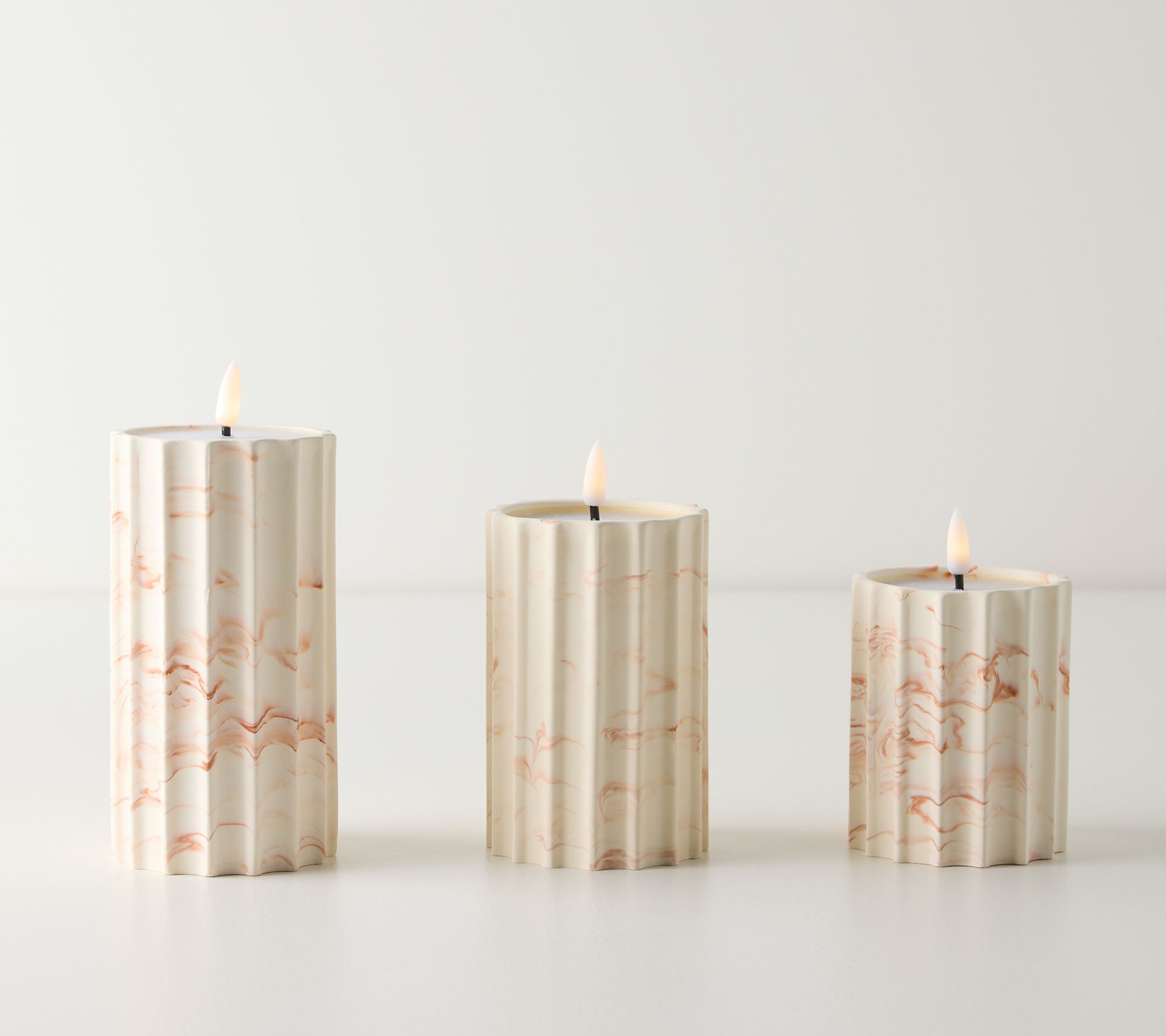 LOGO Home by Lori Goldstein S/3 Cement Flameless Pillars
