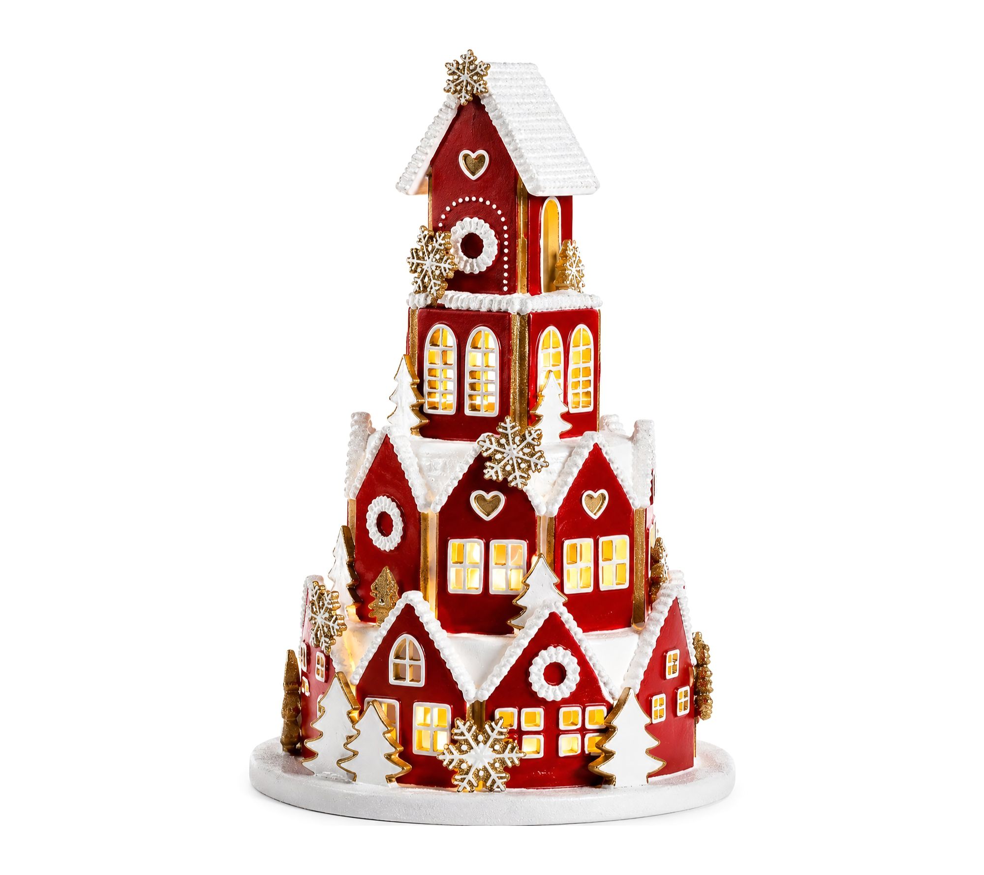 RC Home Decor -16.5" LED Lighted Red Christmas Village