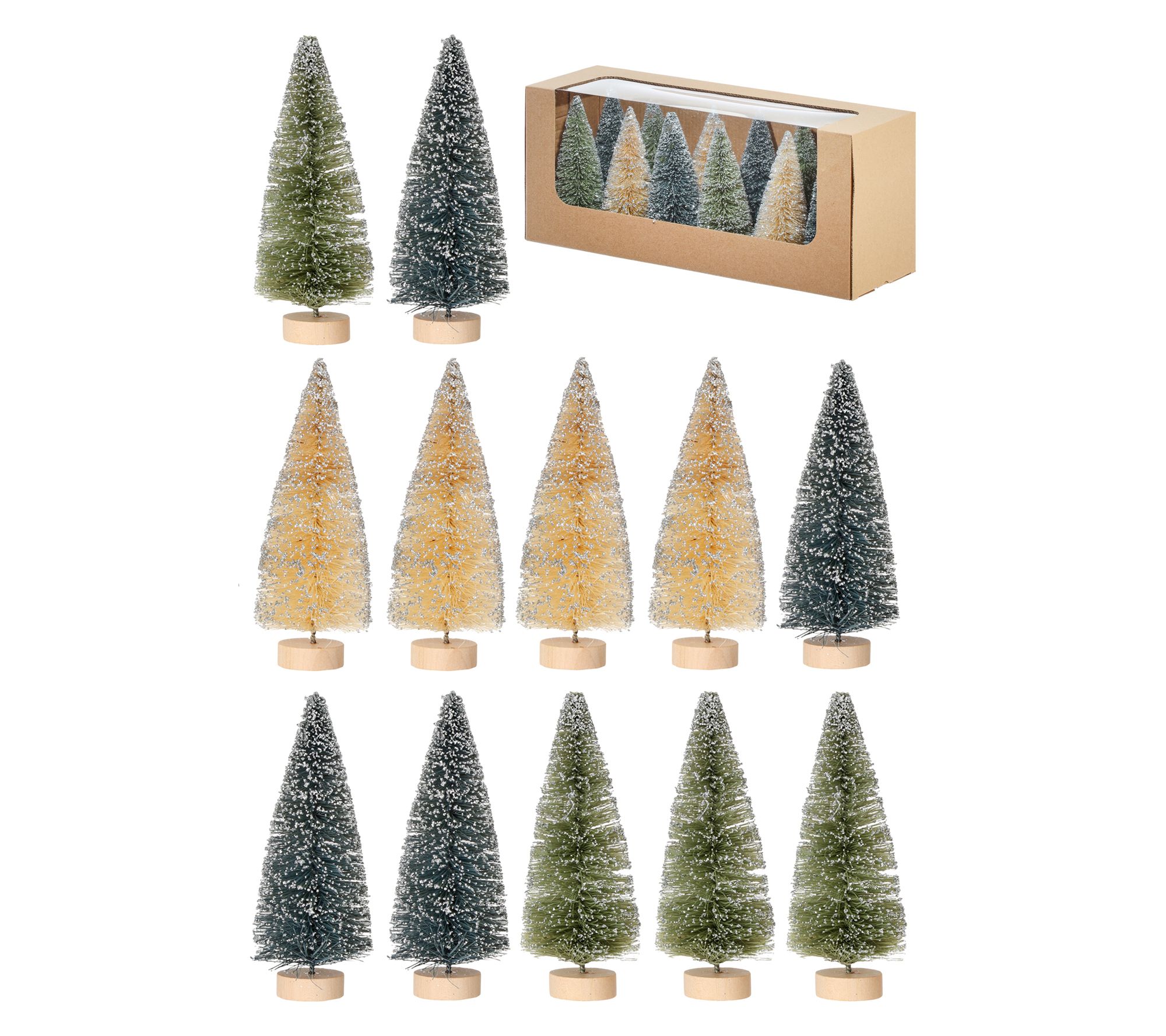 6" Woodland Glitter Sisal Tree Box of 12 by Valerie