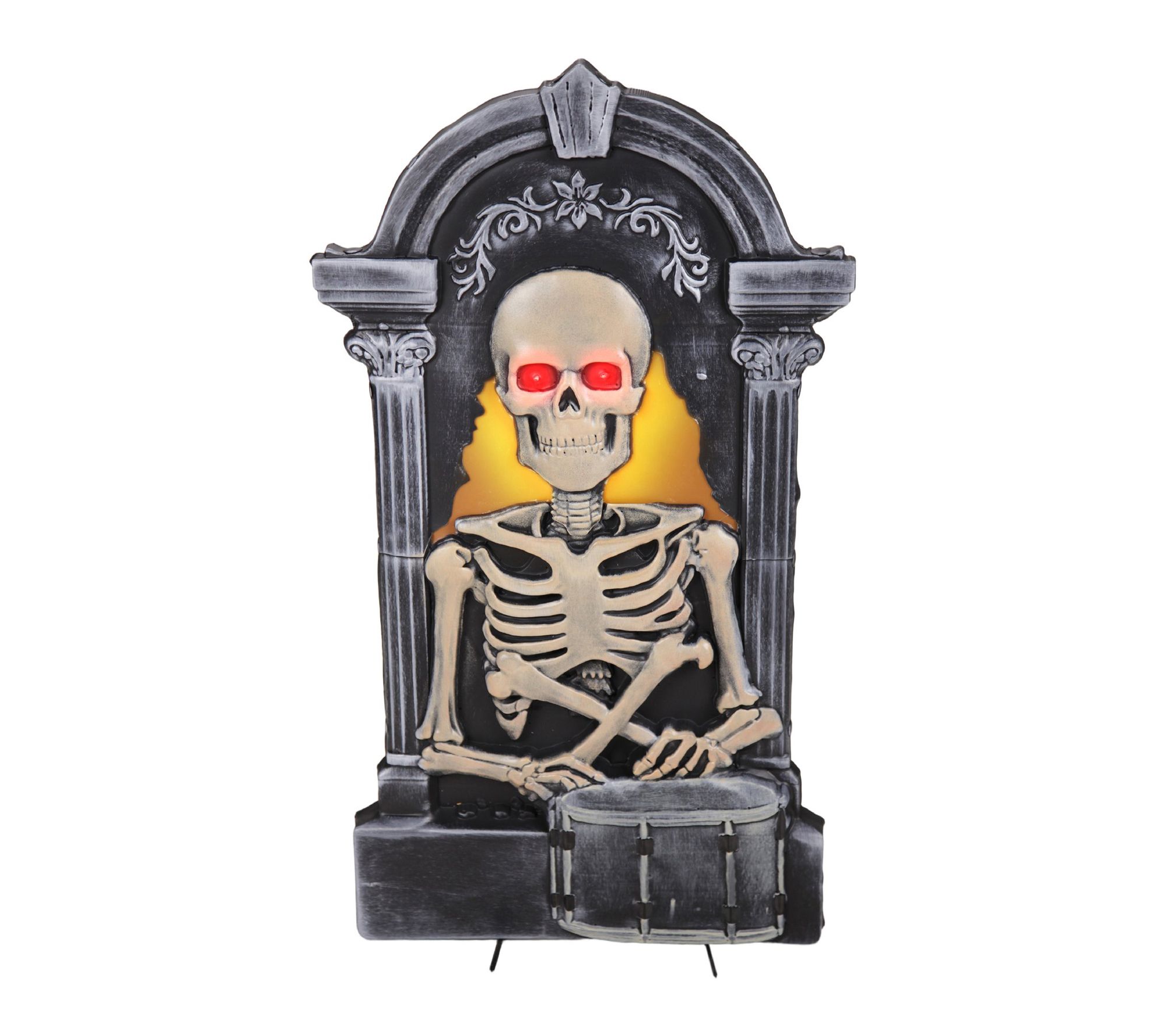 Haunted Hill Farm 3-Ft Tombstone Skeleton with Drum