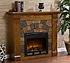 Bennett Antiqued Oak-Finish Electric Fireplace, 2 of 3