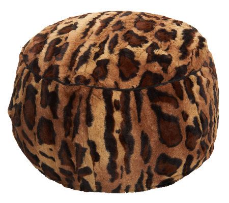 Dennis Basso Faux Fur Round Pouf Ottoman - Page 1 — QVC.com