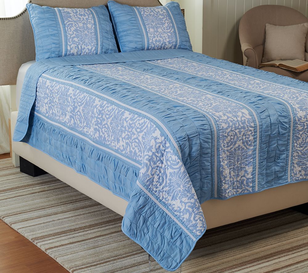 Girardot 100% Cotton F Q Reversible Quilt Set - Qvc.com