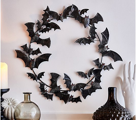 Martha Stewart 18" Glittered Metal Bat Wreath