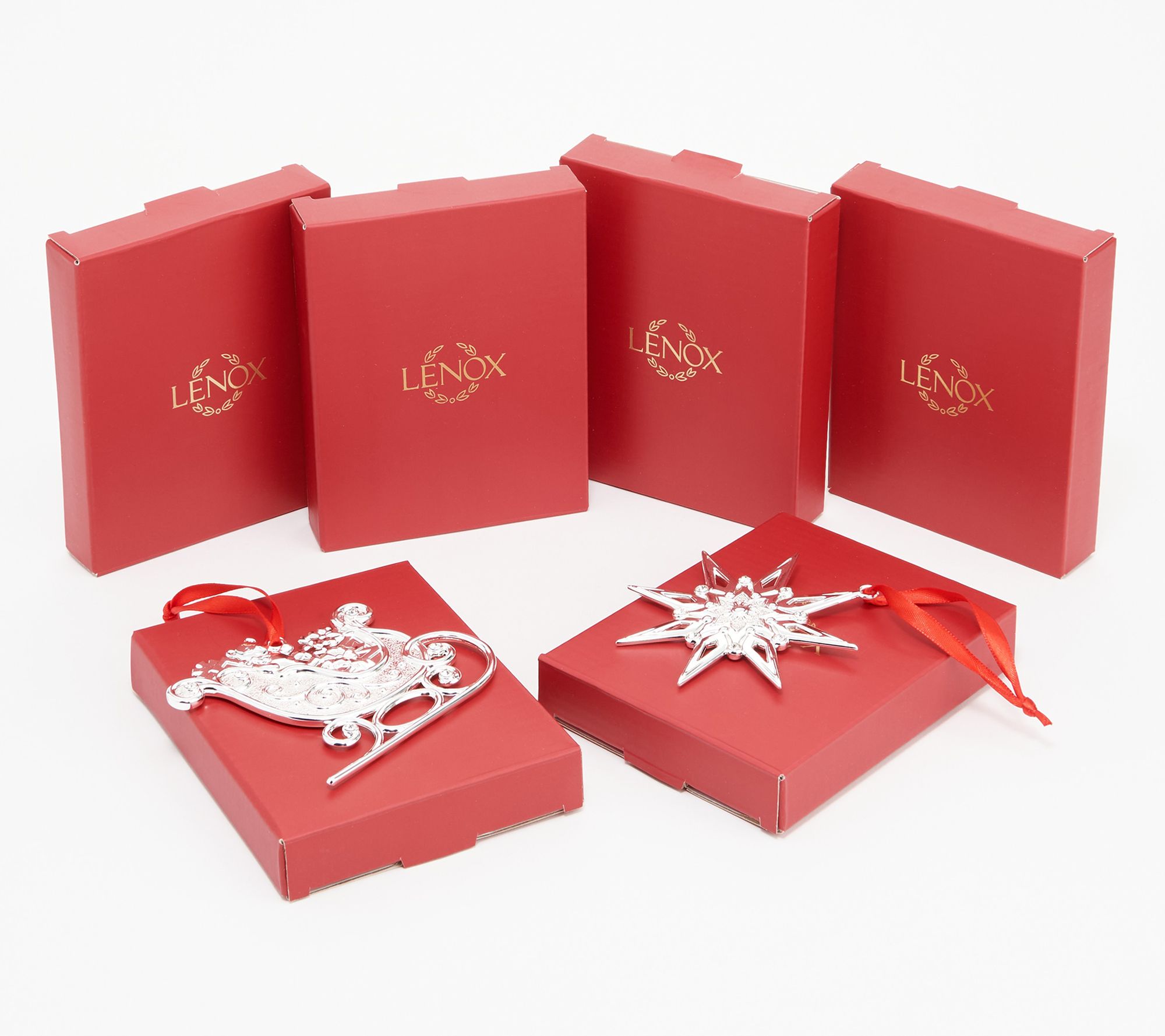 Lenox Set of 6 Silver Gems Ornaments