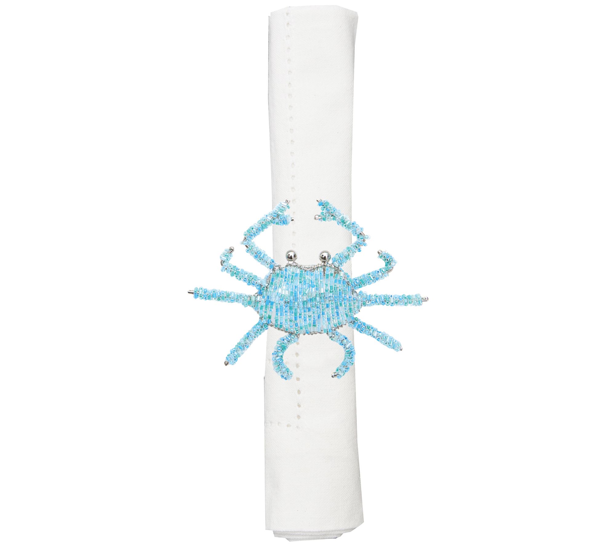 Bluecrab Beaded Napkin Ring Set of 6 by Valerie