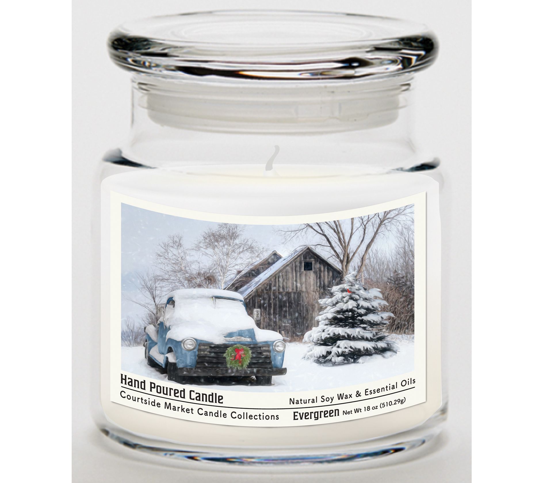 Courtside Market Christmas on the Farm Candle Glass Jar 18-oz