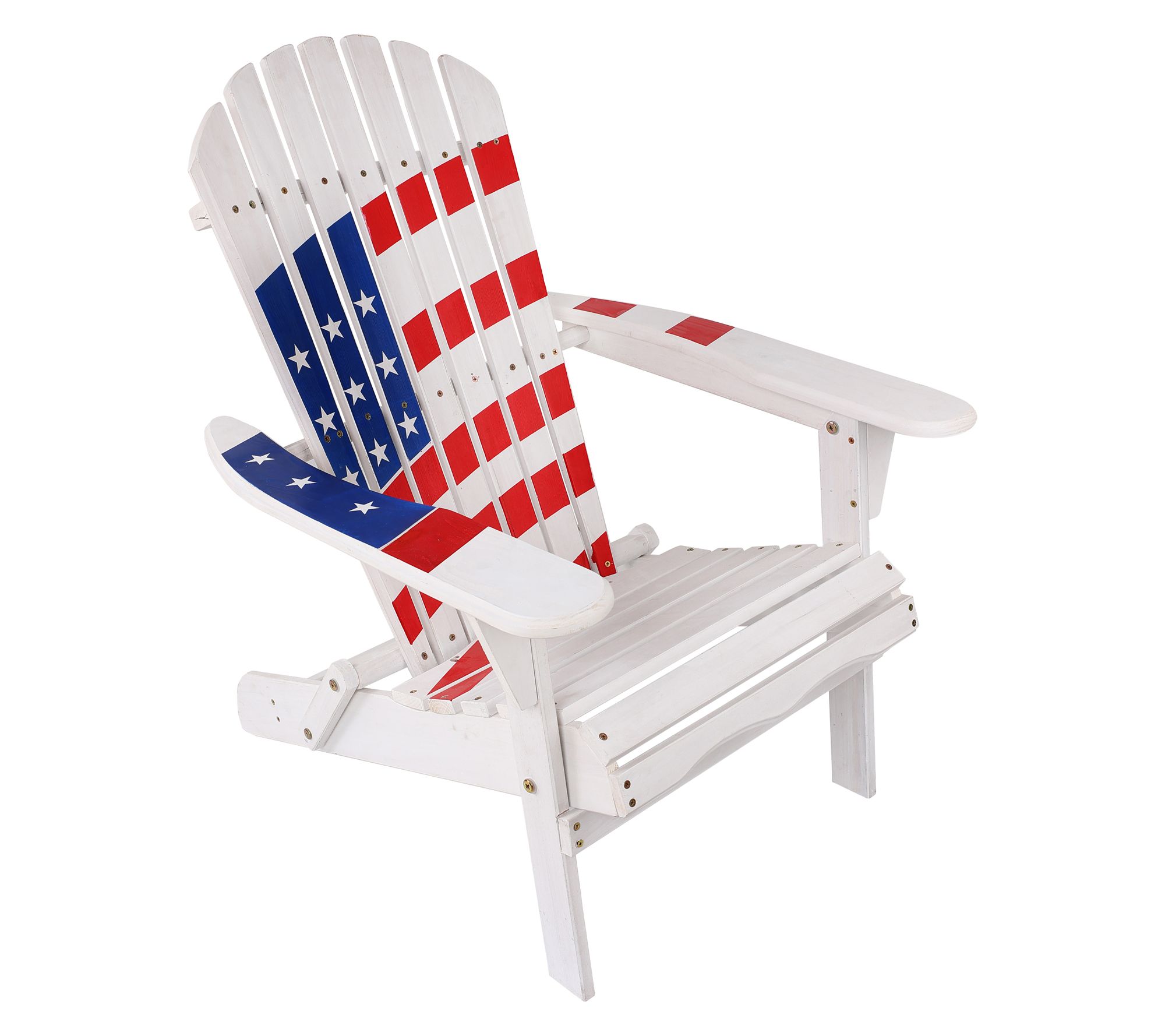LuxenHome Adirondack USA Flag Patriotic OutdoorWood Chair