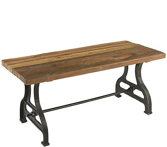Plow & Hearth Reclaimed Wood Bench with Iron Base, Birmingham